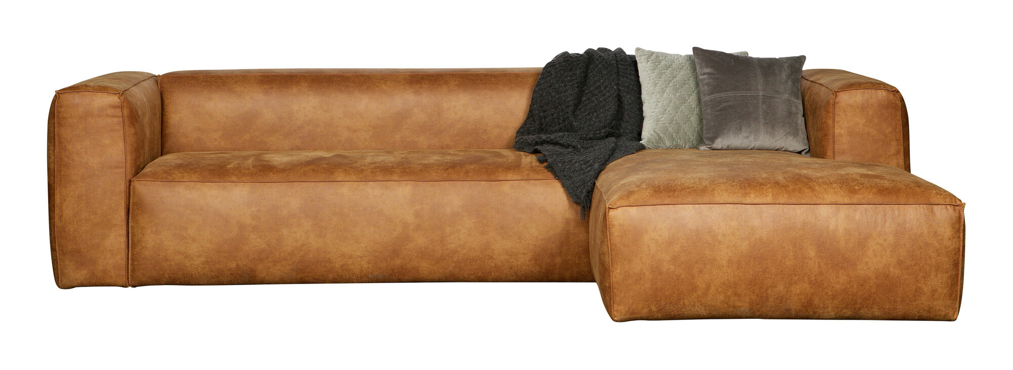 WOOOD Hoekbank 'Bean' rechts, leder cognac