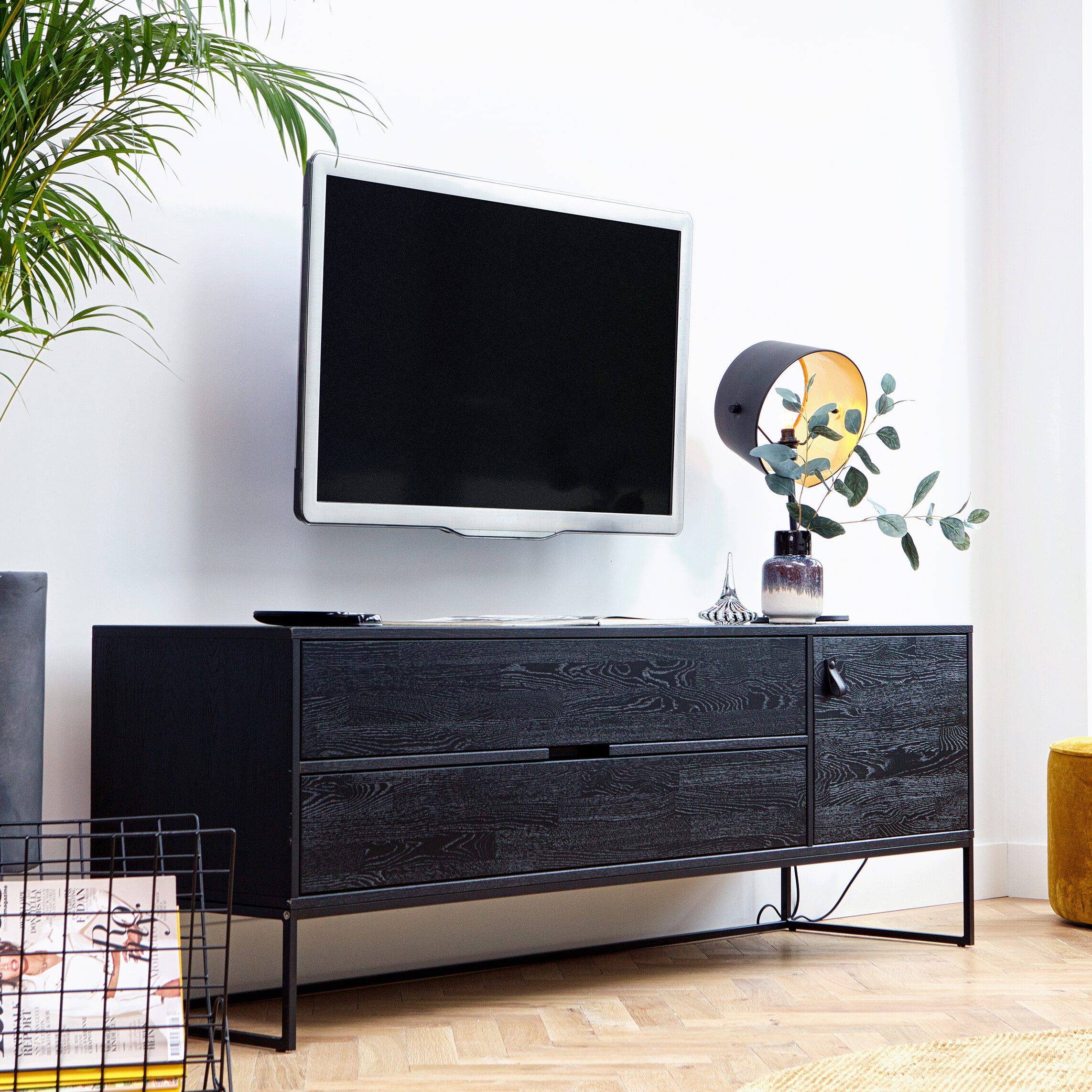 WOOOD TV-meubel Silas Eiken 180cm - zwart