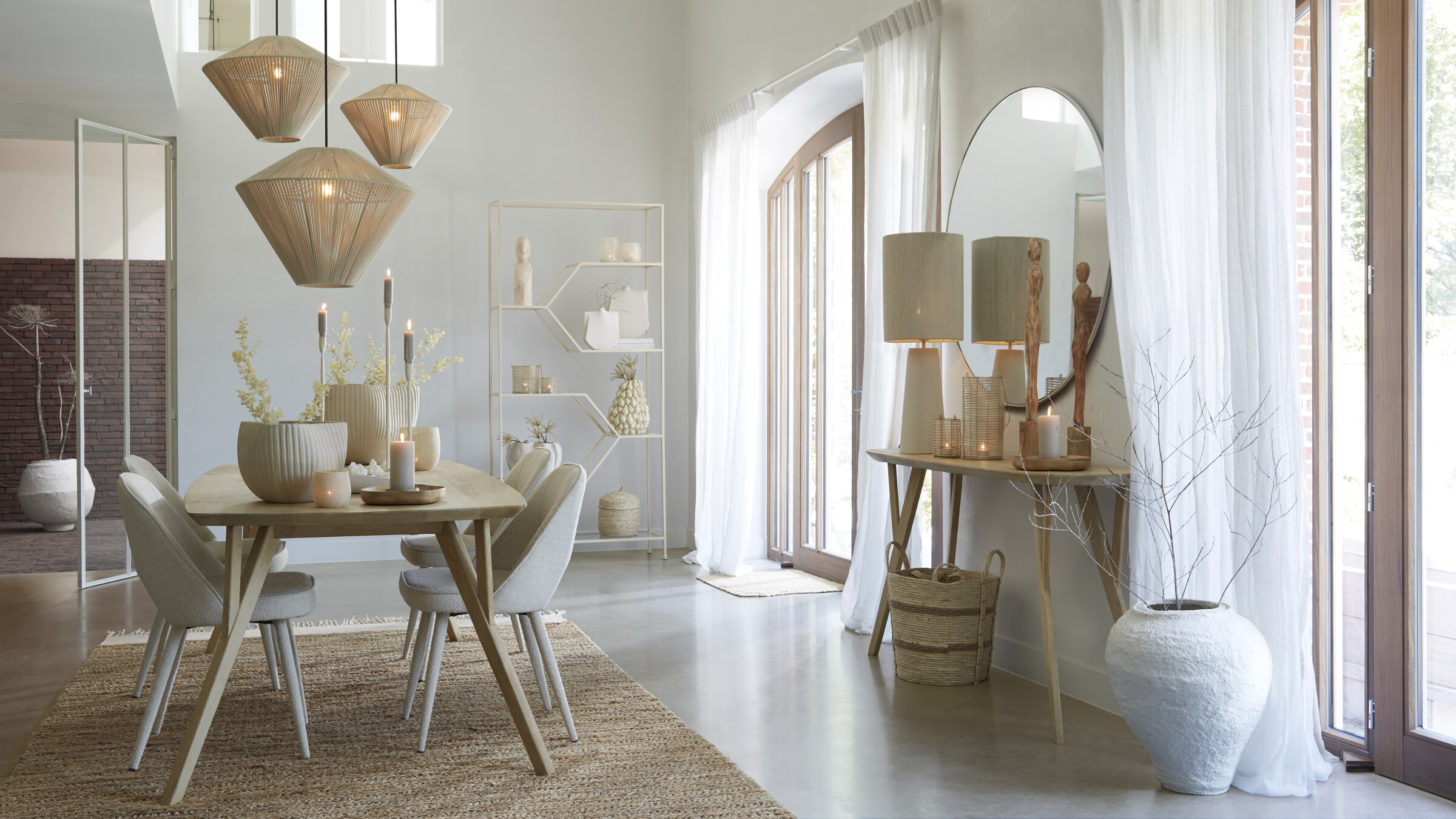 Light & Living Eettafel 'Quenza' Mangohout, 220 x 100cm, kleur Naturel