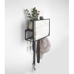 Umbra Kapstok 'Cubiko' Met spiegel, kleur Zwart