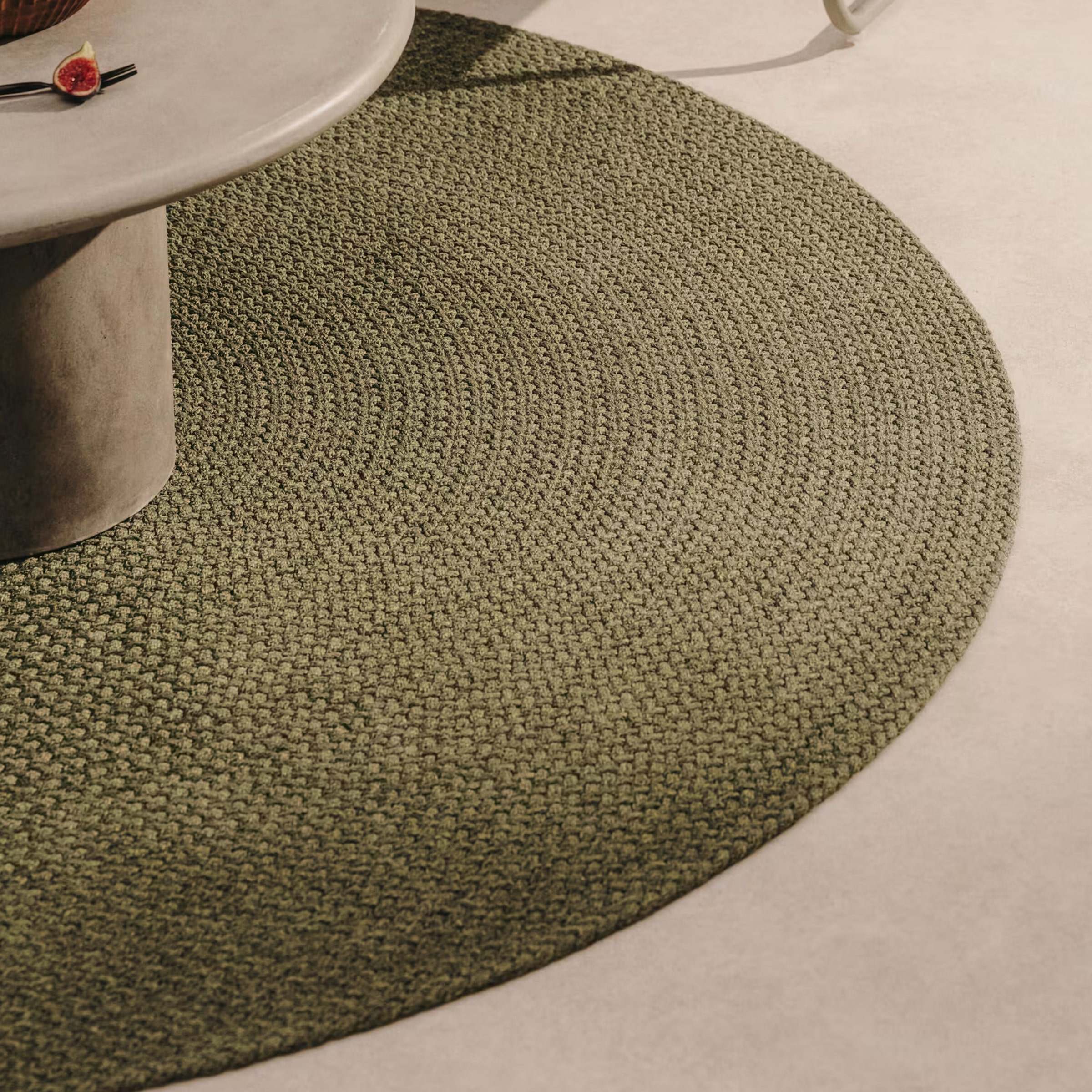 Kave Home Rond Vloerkleed 'Despas' 200cm, kleur Donkergroen