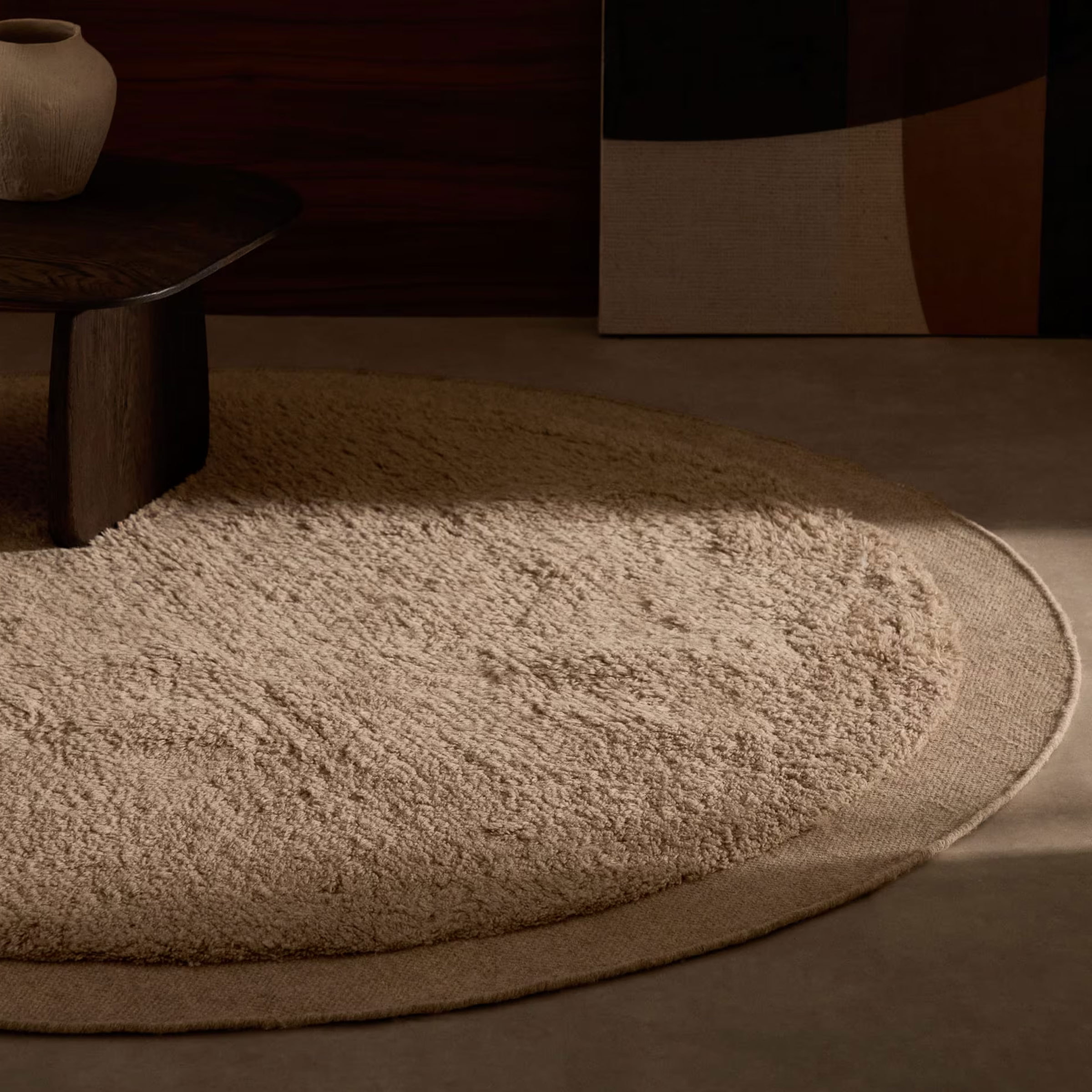 Kave Home Rond Vloerkleed 'Marely' 200cm, kleur Off White