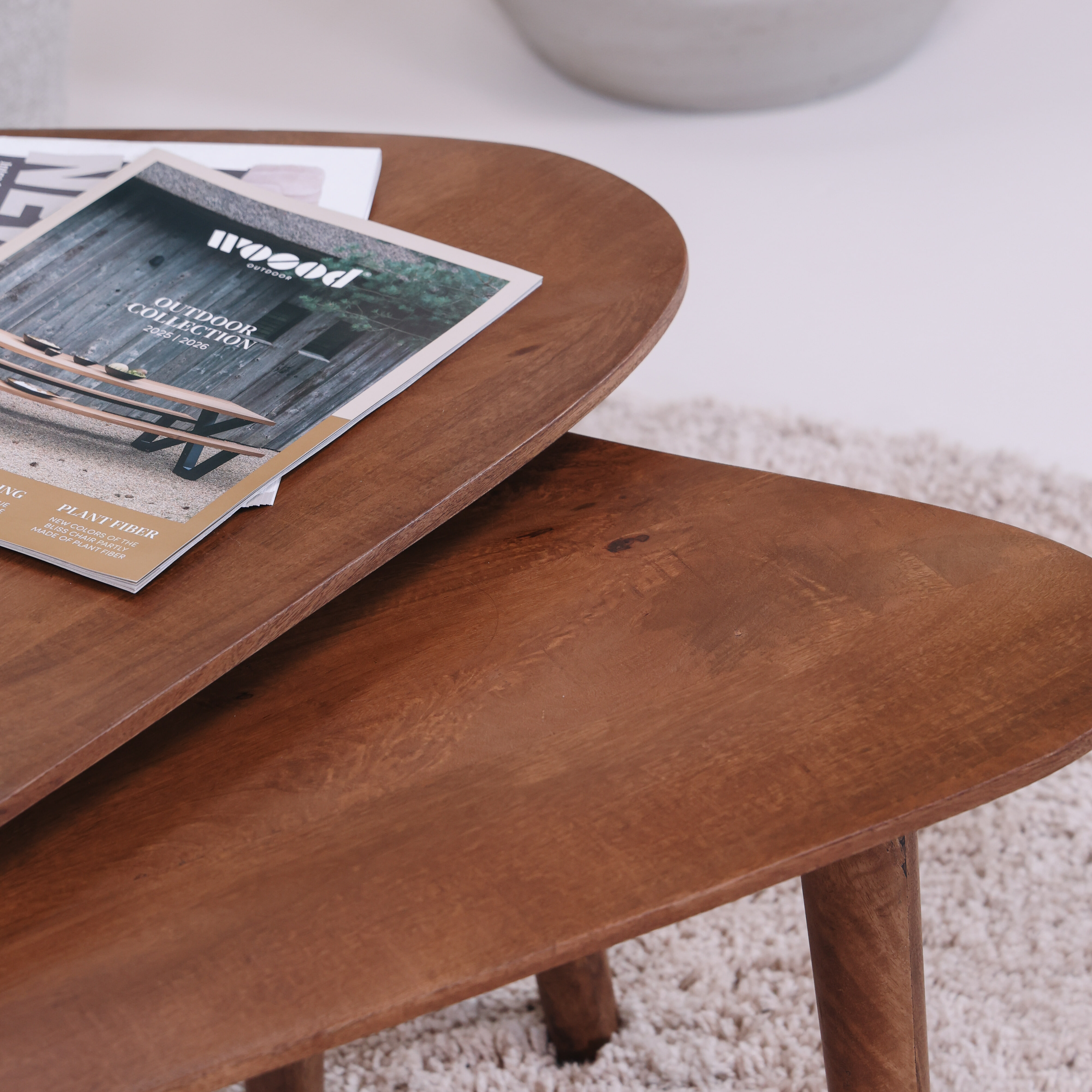 Sohome Organische Salontafel 'Yaden' Mangohout, Set van 2 stuks