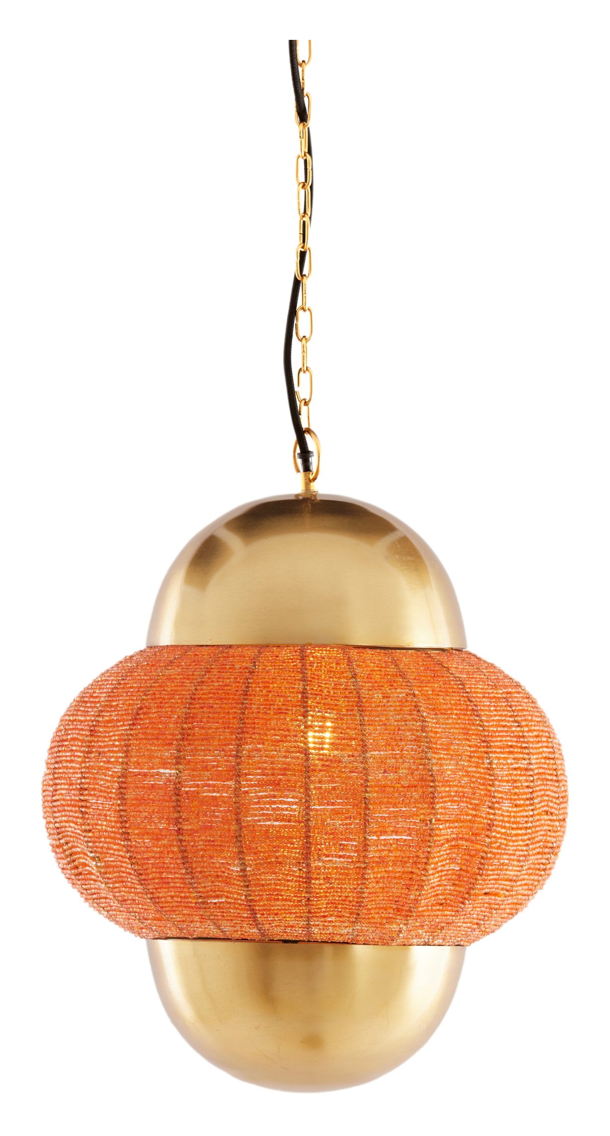 Light & Living Hanglamp 'Cetara' Kralen, 33cm, kleur Oranje/Brons