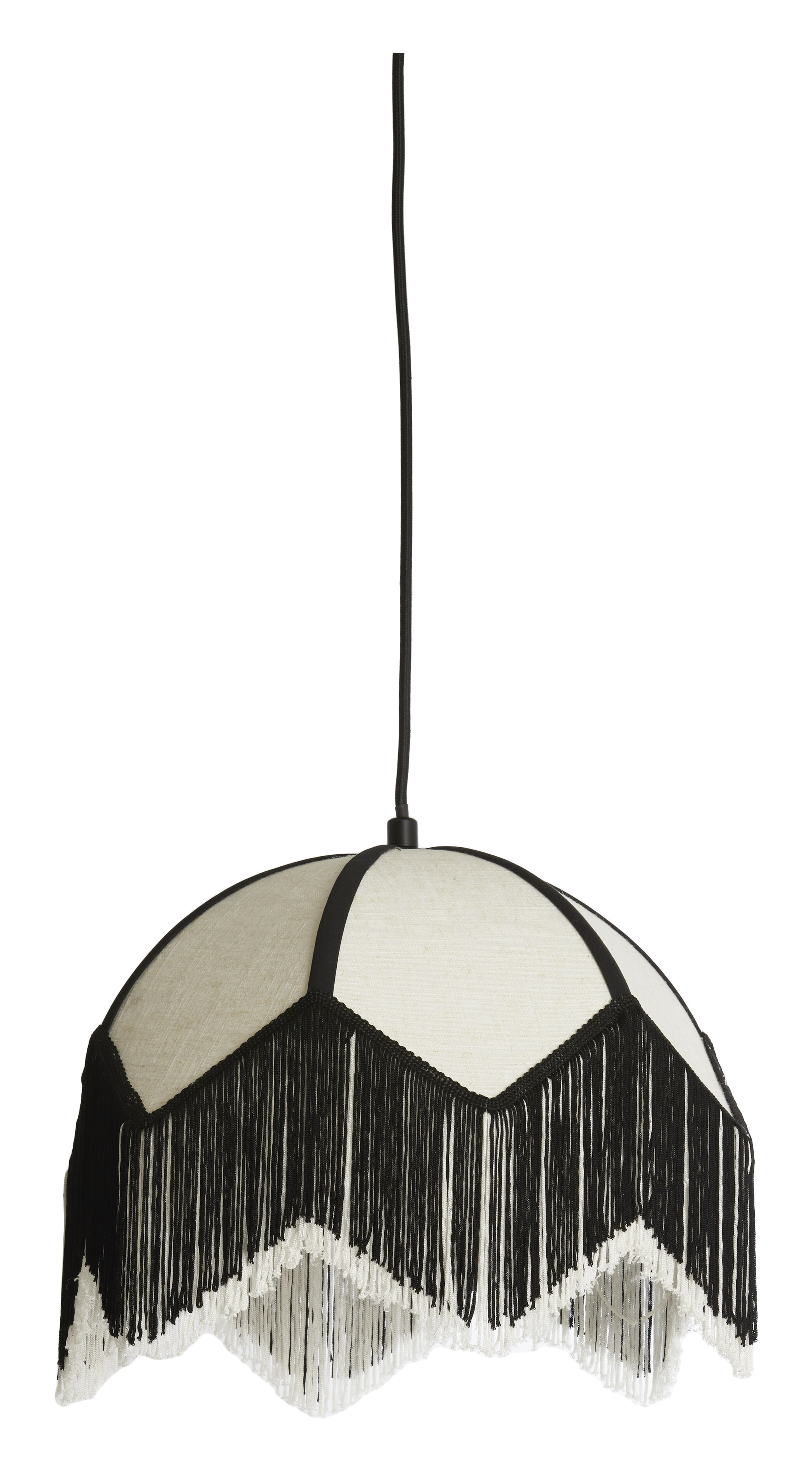 Light & Living Hanglamp Sulina Linnen, 35cm - Wit/Zwart