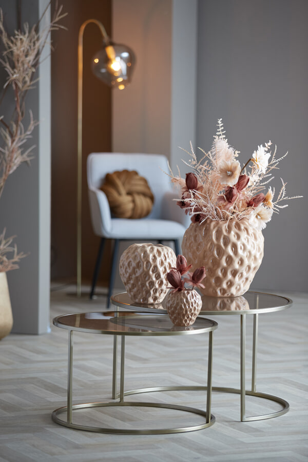 Light & Living Salontafel 'Duarte' Set van 2 stuks, kleur Goud/Lichtbruin