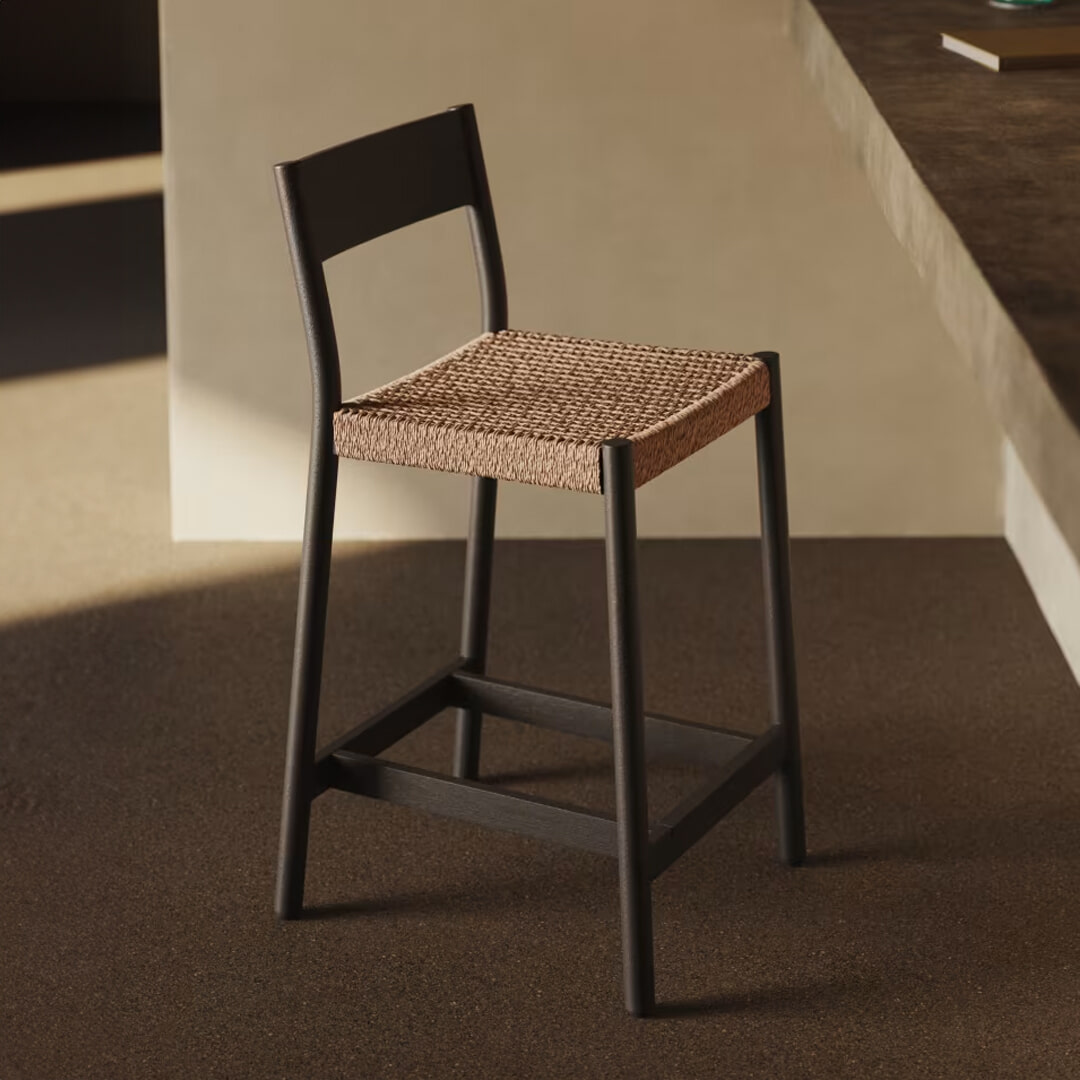 Kave Home Barkruk Yalia Eikenhout - Zwart (zithoogte 65cm)