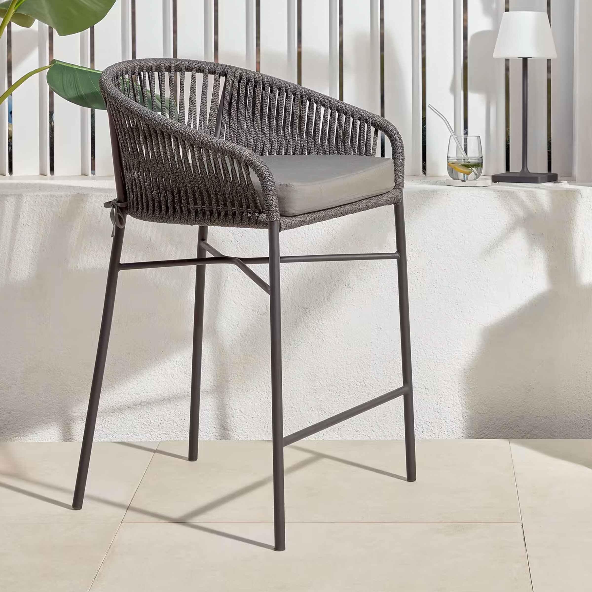 Kave Home Barkruk 'Yanet' kleur Zwart (zithoogte 80cm)