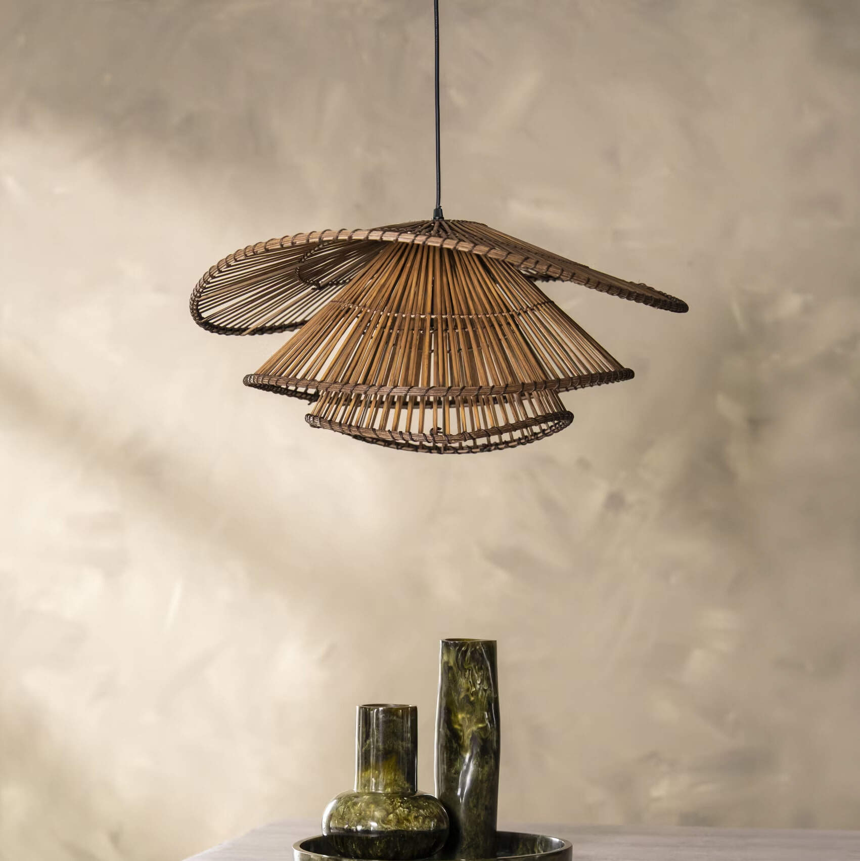 By-Boo Hanglamp Yarin Rattan en bamboe, 65cm - Bruin
