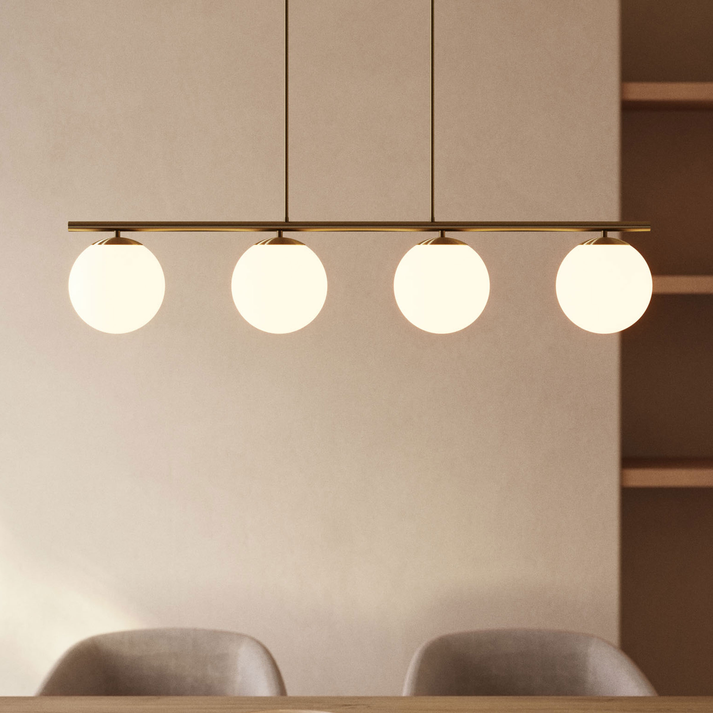 Kave Home Hanglamp Mahala 4-lamps - Goud
