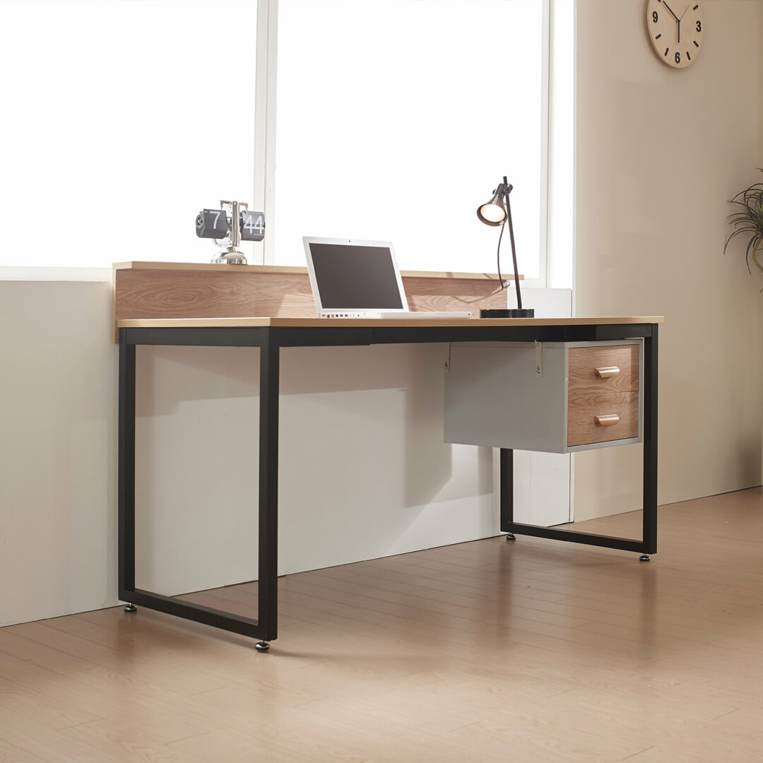 Artistiq Bureau Yimmi Acacialook, 140 x 60cm, Met 2 lades - Bruin