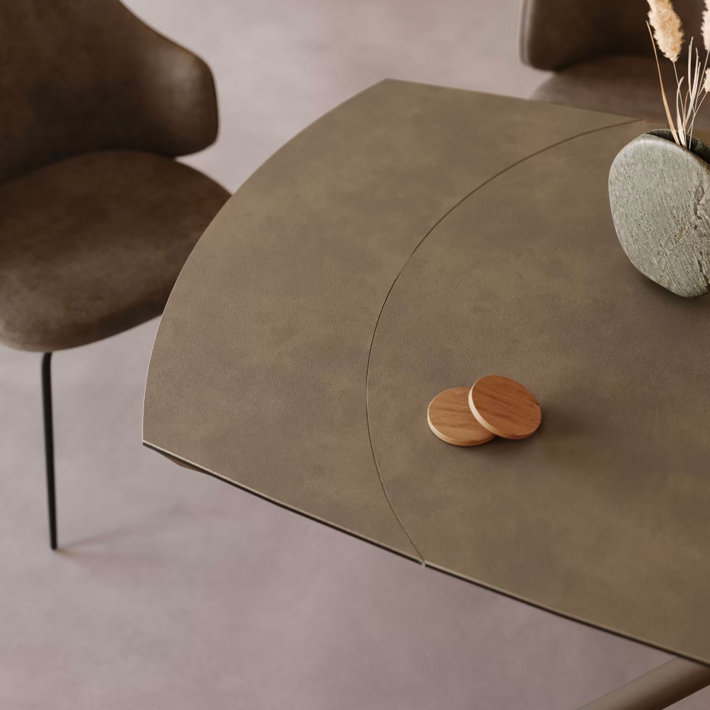 Kave Home Uitschuifbare Eettafel 'Yodalia' Keramiek, 130-190 x 100cm, kleur Bruin