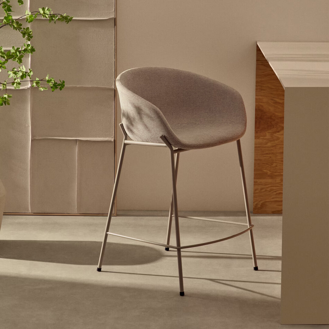 Kave Home Barkruk Yvette - Beige (zithoogte 75cm)