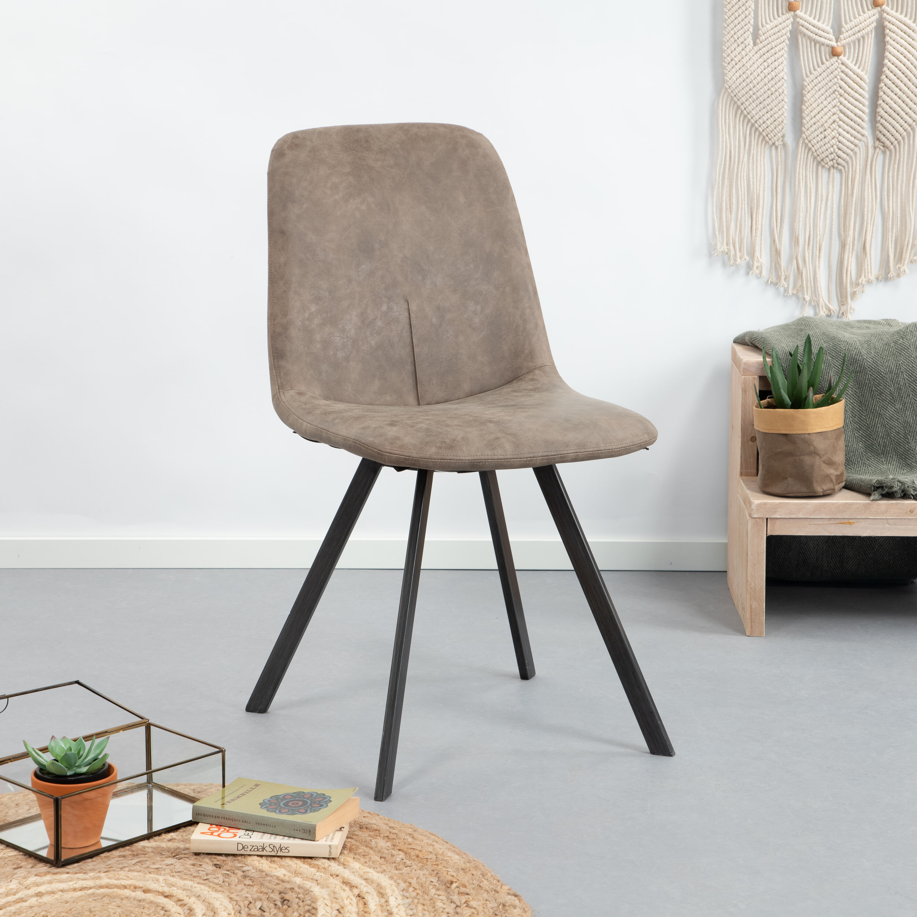 Sohome Eetkamerstoel 'Connor' Wax / PU, kleur donkerbruin