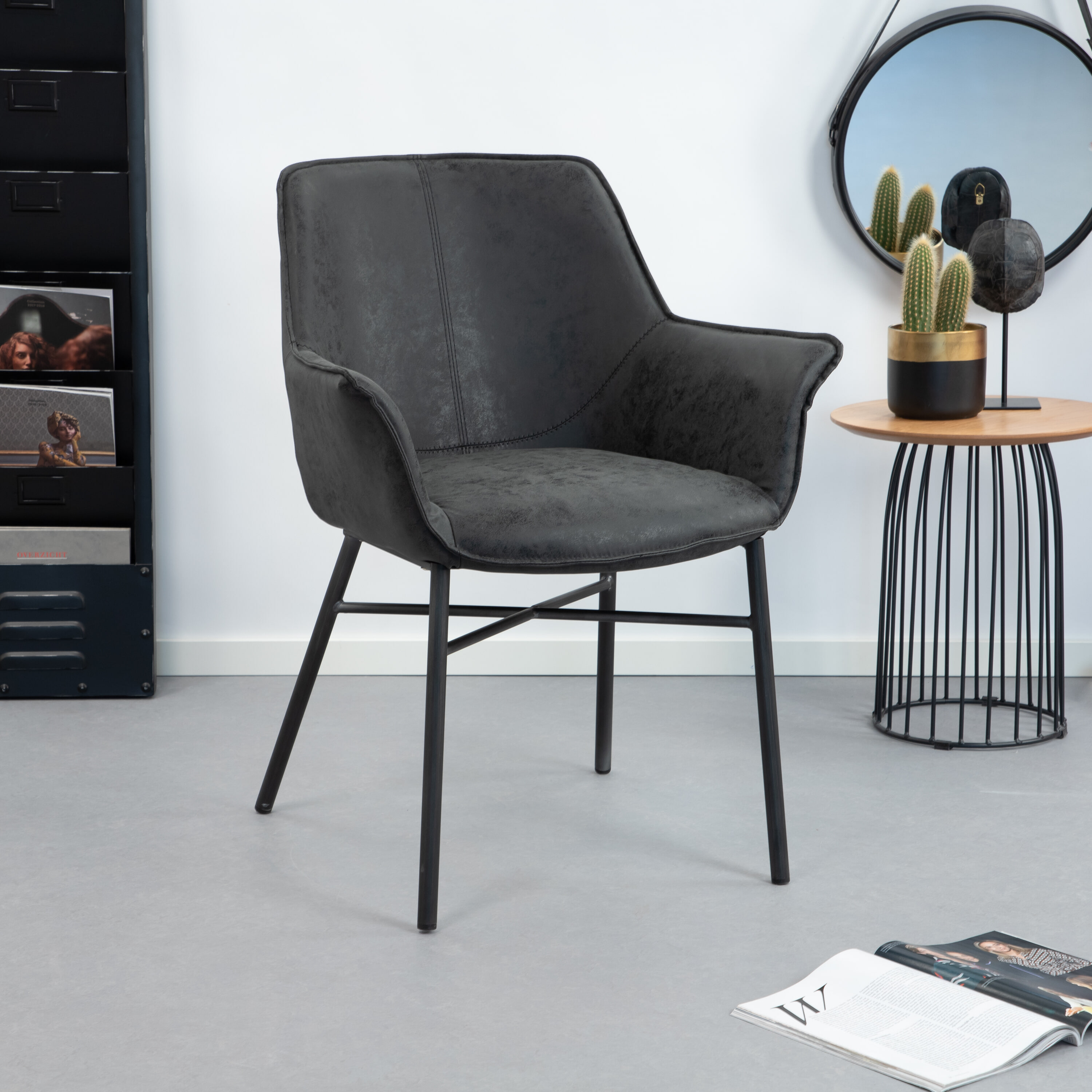 Sohome Eetkamerstoel 'Jason' Wax / PU, kleur zwart
