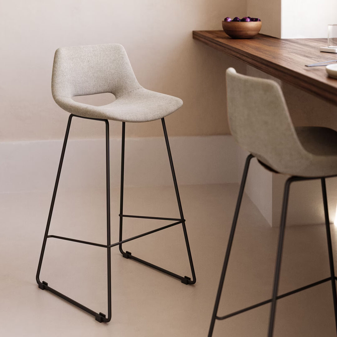 Kave Home Barkruk 'Zahara' kleur Beige (zithoogte 75cm)