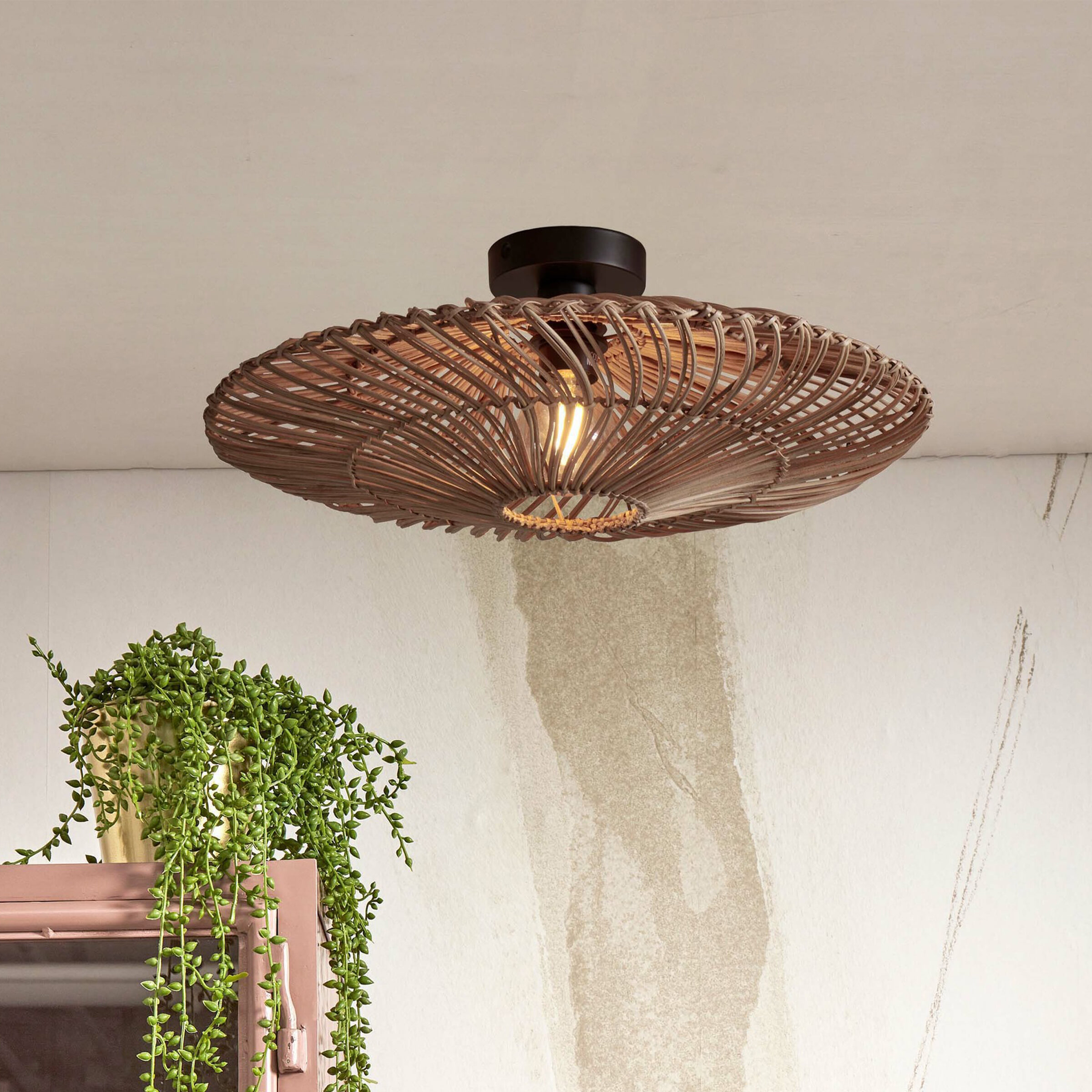 GOOD&MOJO Plafondlamp 'Zanzibar' Rotan, 55cm, kleur Naturel