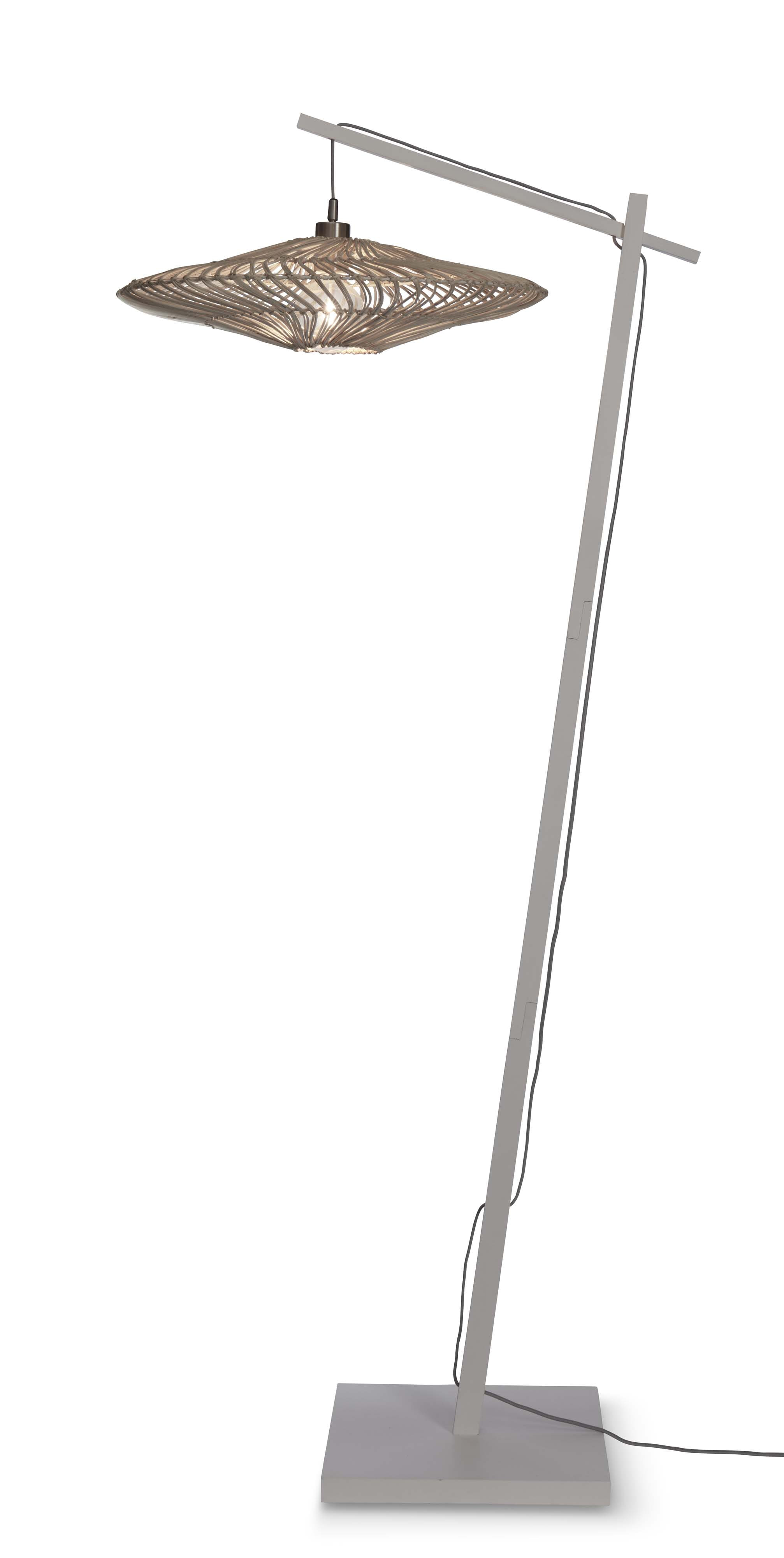 GOOD&MOJO Vloerlamp 'Zanzibar' Bamboe en rotan, 176cm, kleur Wit