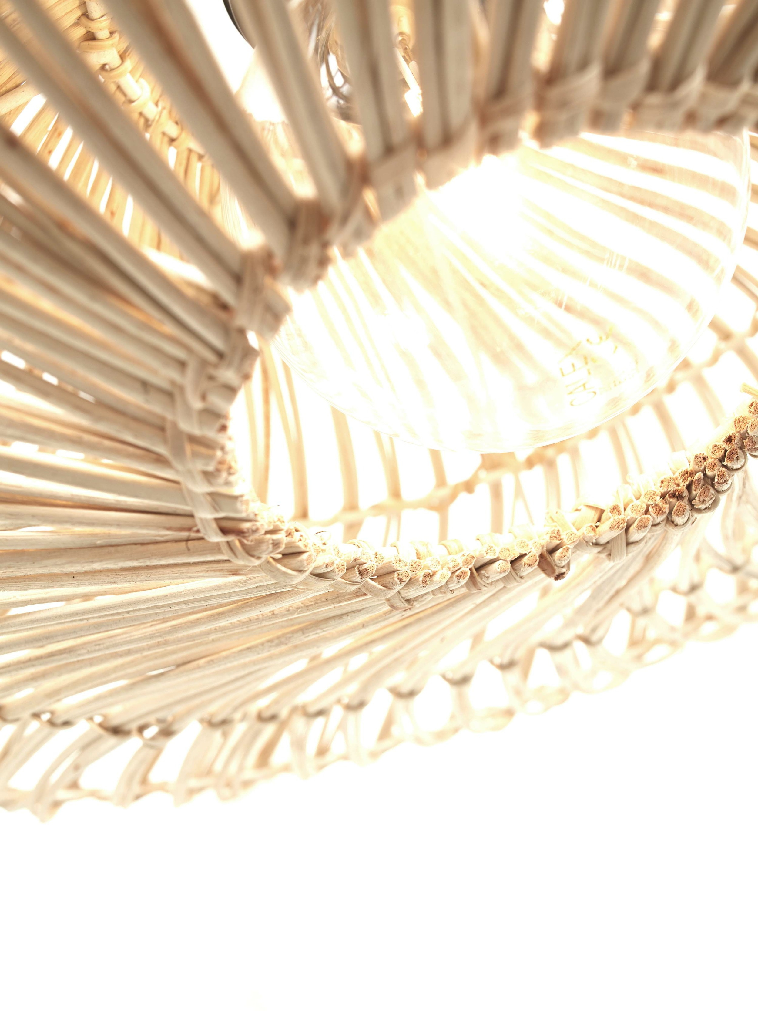 GOOD&MOJO Vloerlamp 'Zanzibar' Bamboe en rotan, 176cm, kleur Wit