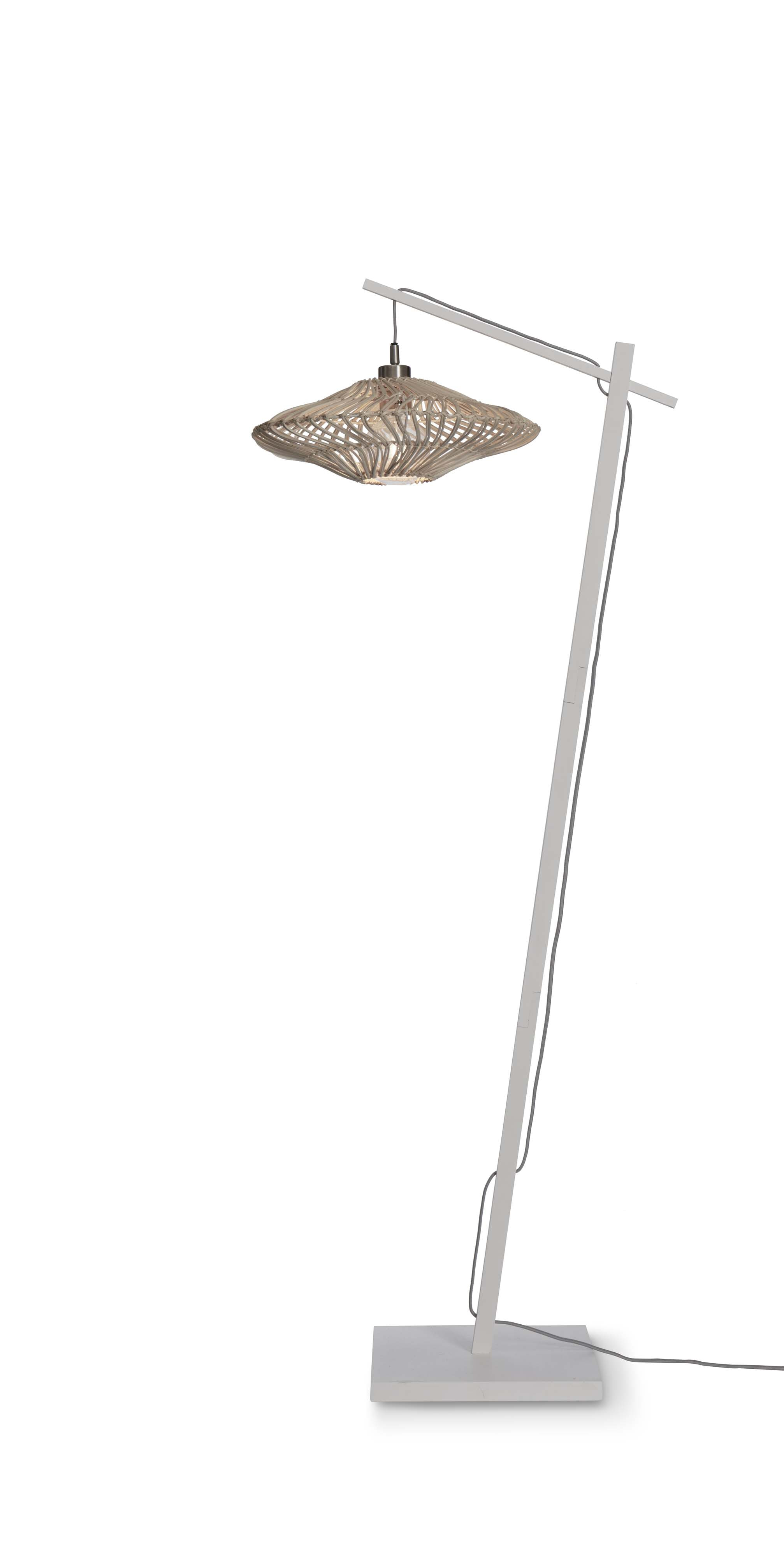 GOOD&MOJO Vloerlamp 'Zanzibar' Bamboe en rotan, 150cm, kleur Wit