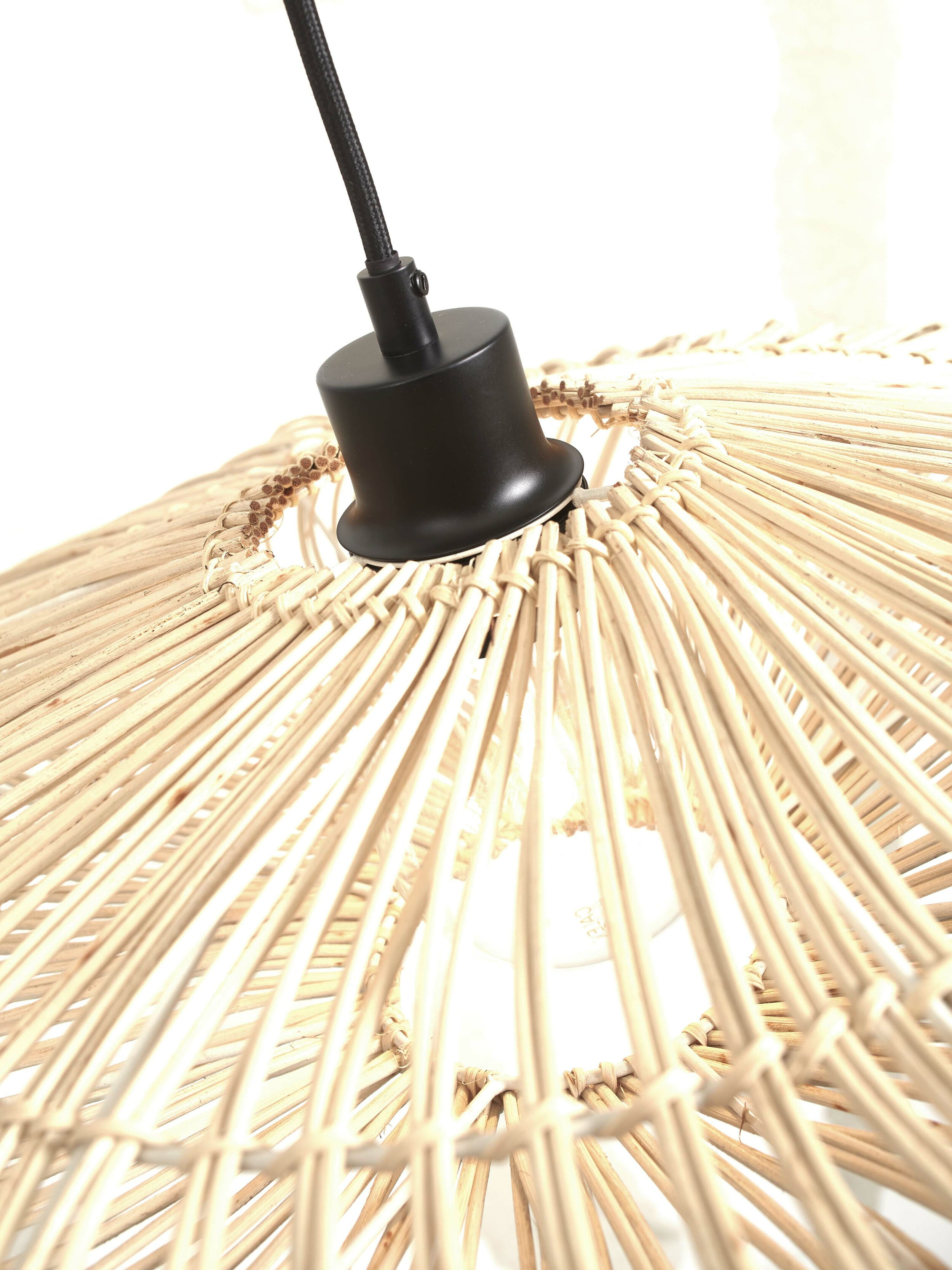 GOOD&MOJO Vloerlamp 'Zanzibar' Bamboe en rotan, 150cm, kleur Wit