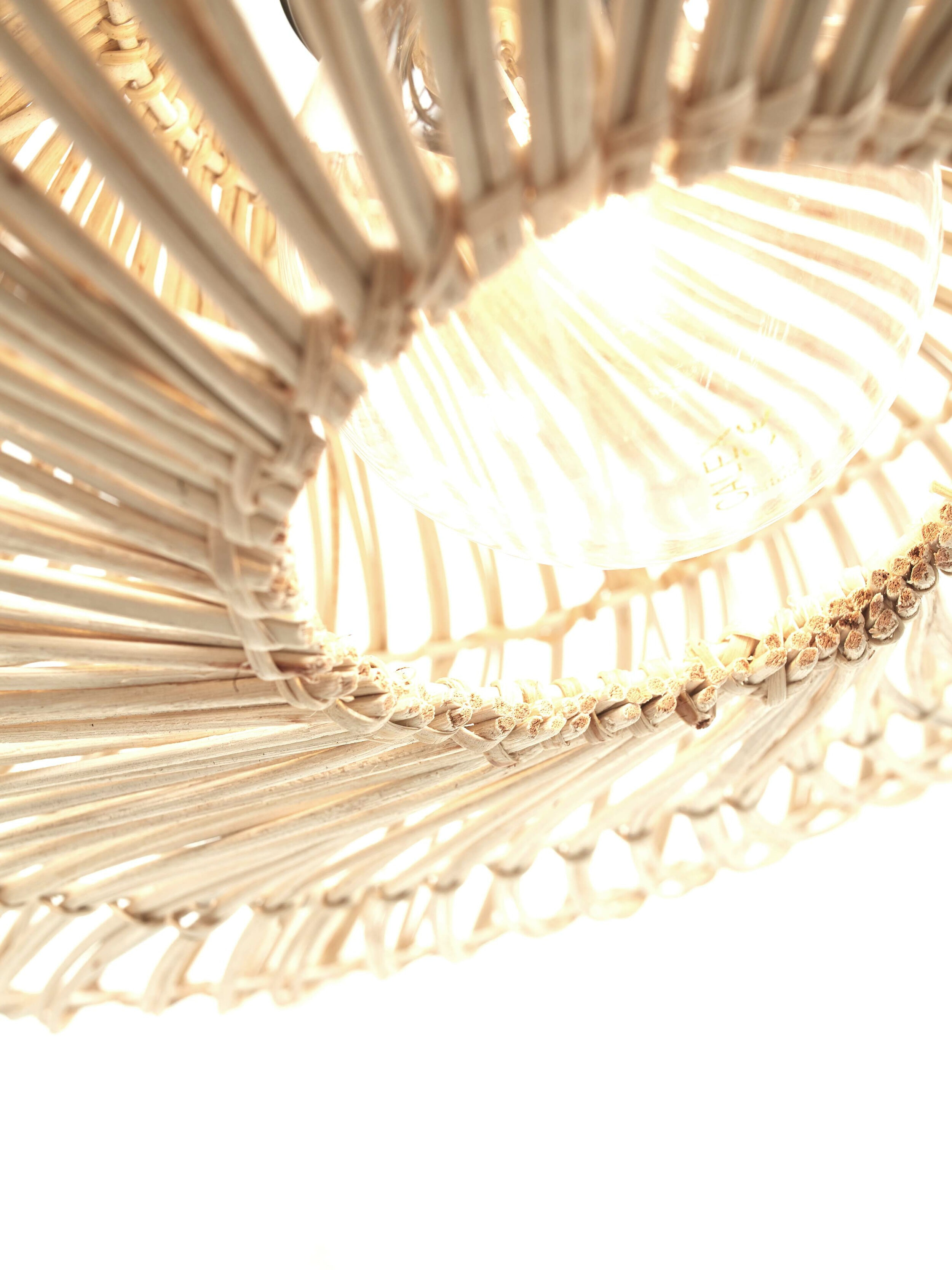 GOOD&MOJO Vloerlamp 'Zanzibar' Bamboe en rotan, 150cm, kleur Wit