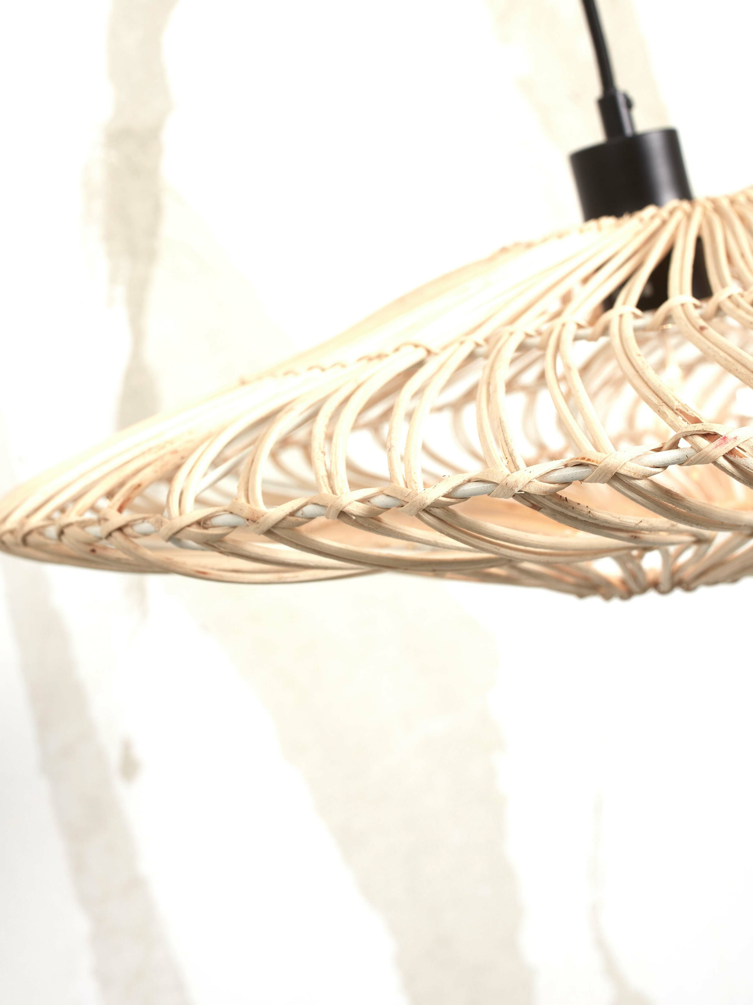 GOOD&MOJO Vloerlamp 'Zanzibar' Bamboe en rotan, 150cm, kleur Wit