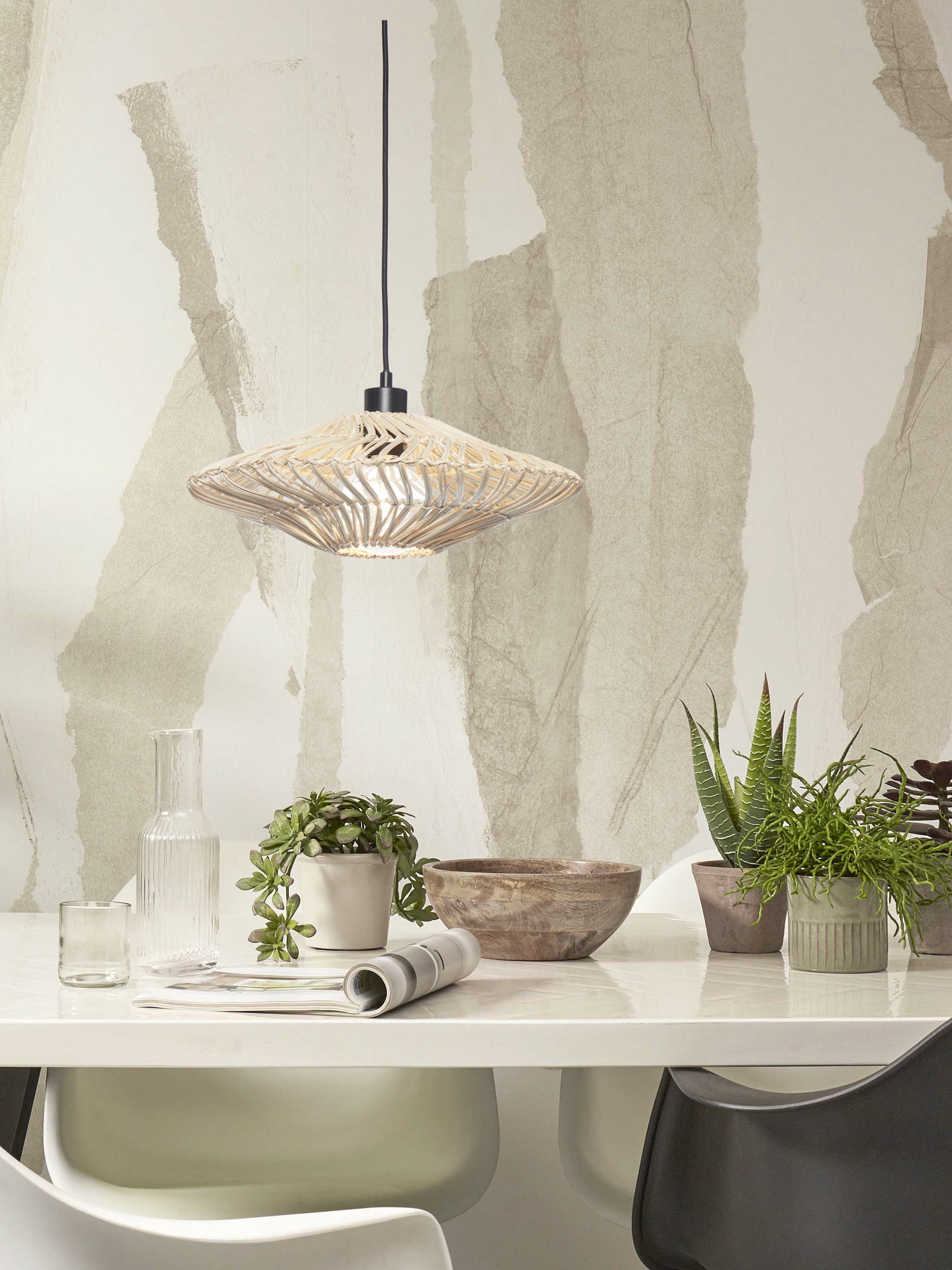 GOOD&MOJO Hanglamp 'Zanzibar' Rotan, 40cm, kleur Wit