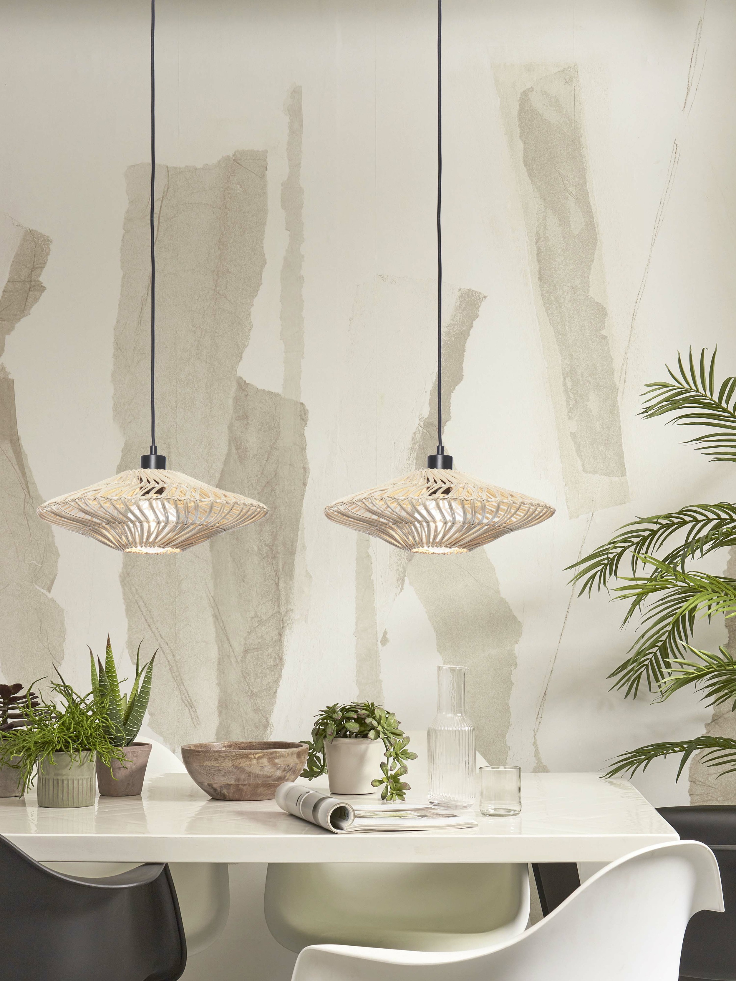 GOOD&MOJO Hanglamp 'Zanzibar' Rotan, 40cm, kleur Wit
