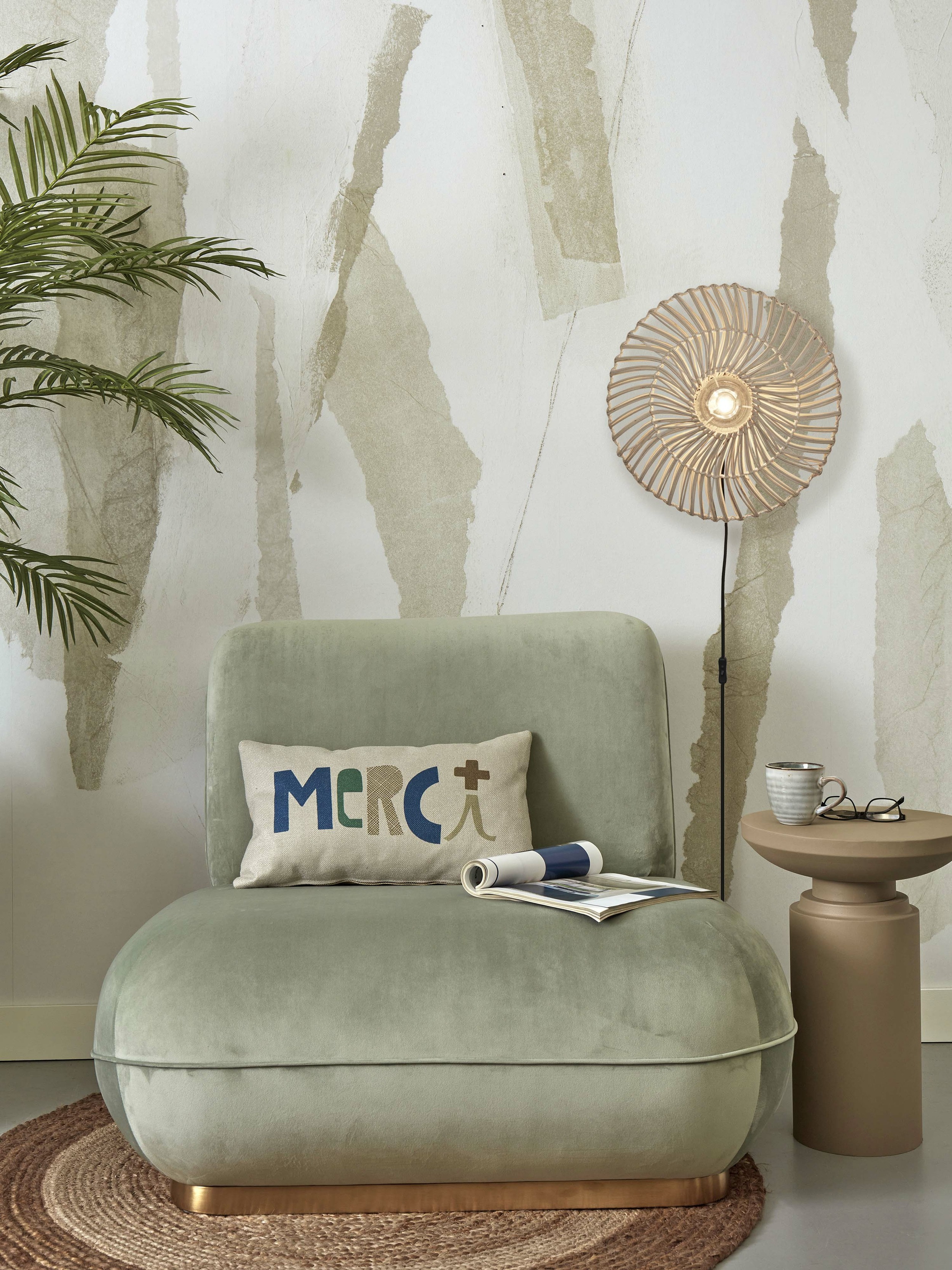 GOOD&MOJO Wandlamp 'Zanzibar' Rotan, 40cm, kleur Wit