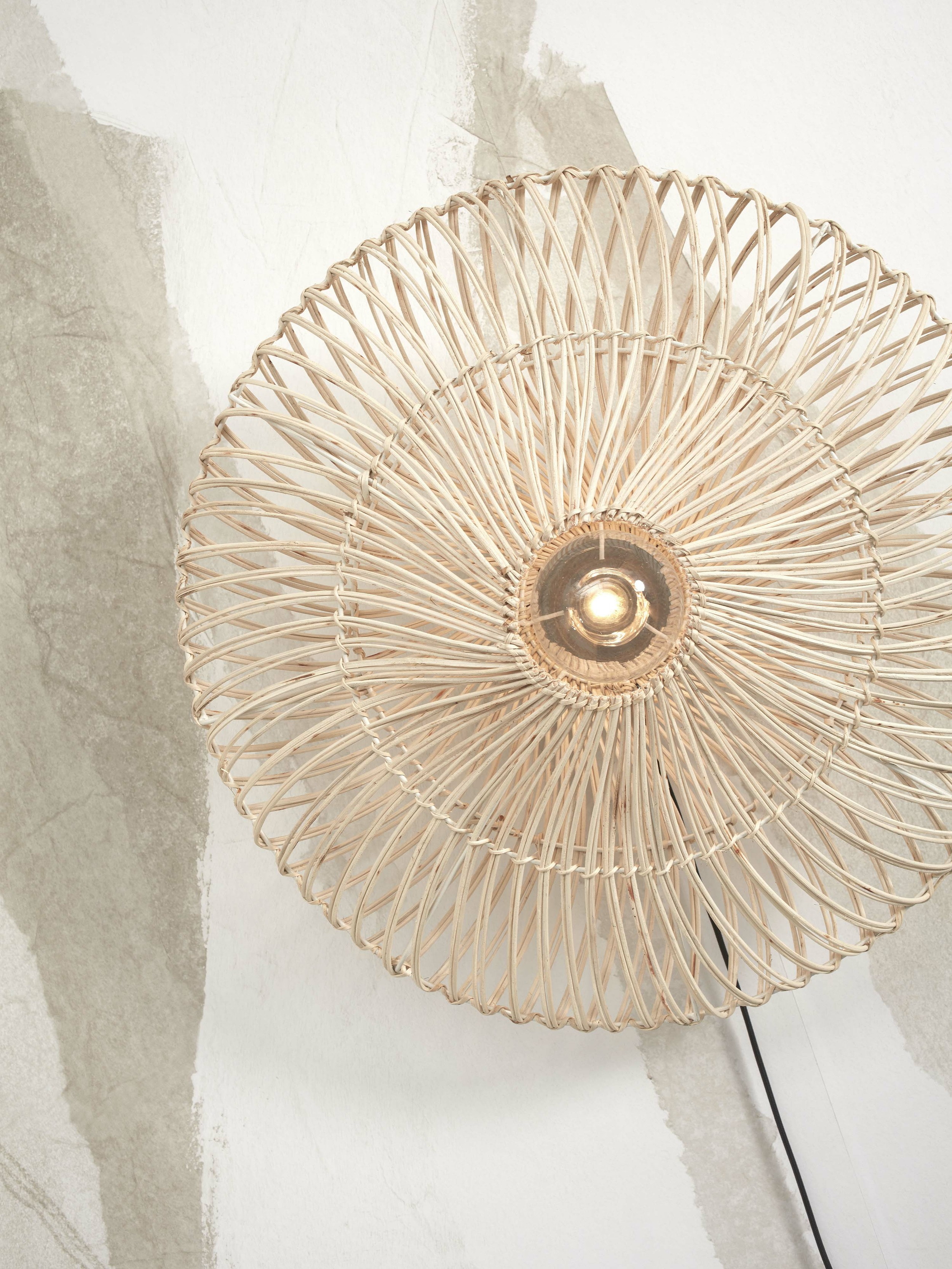 GOOD&MOJO Wandlamp 'Zanzibar' Rotan, 40cm, kleur Wit