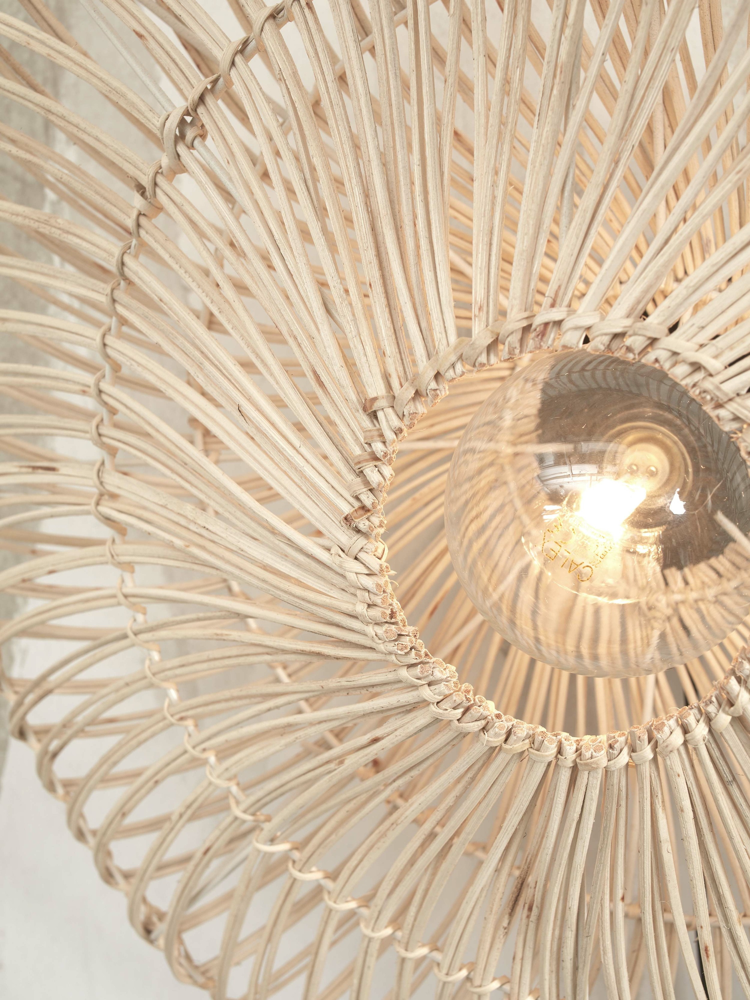 GOOD&MOJO Wandlamp 'Zanzibar' Rotan, 40cm, kleur Wit