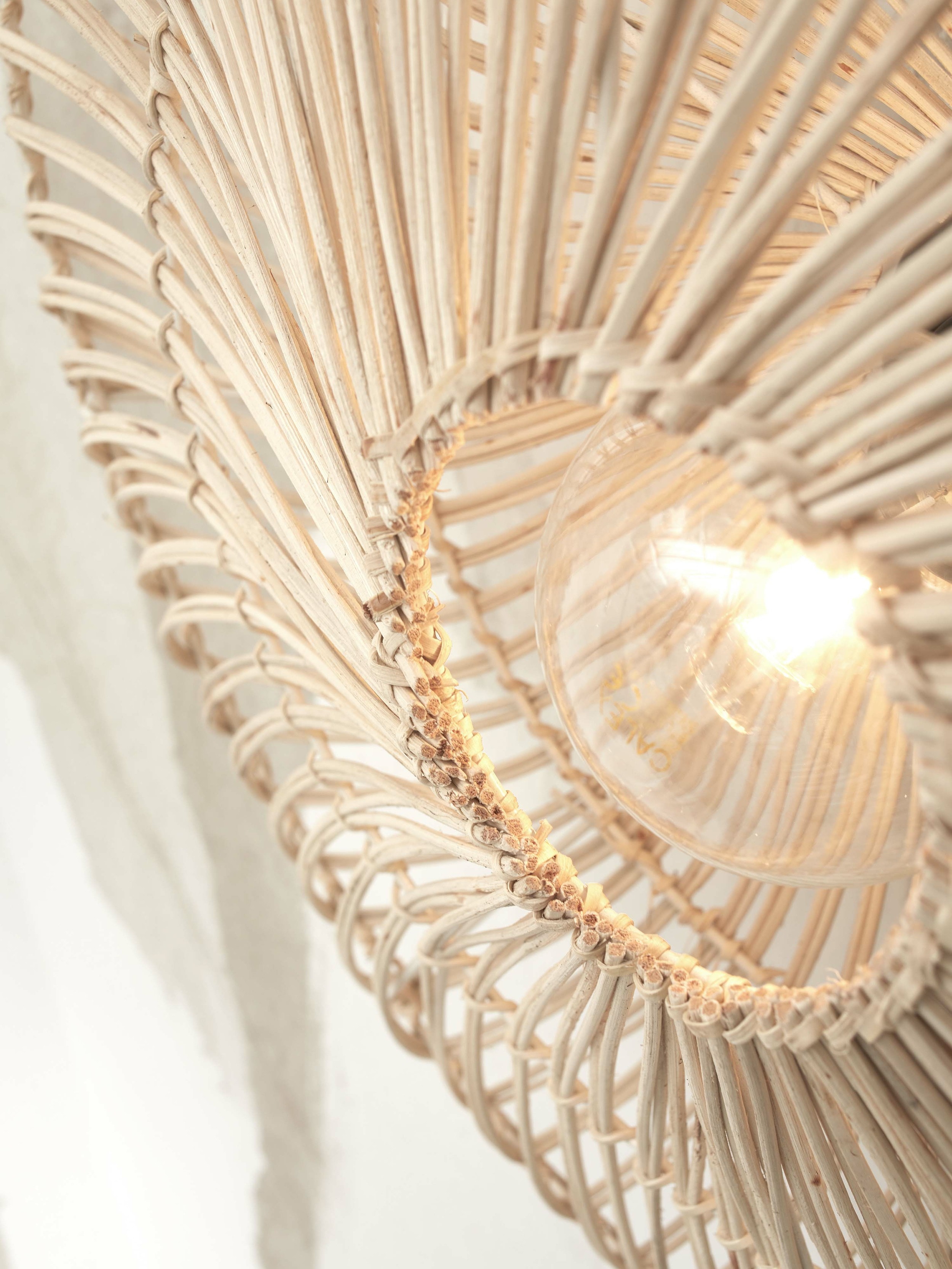 GOOD&MOJO Wandlamp 'Zanzibar' Rotan, 40cm, kleur Wit