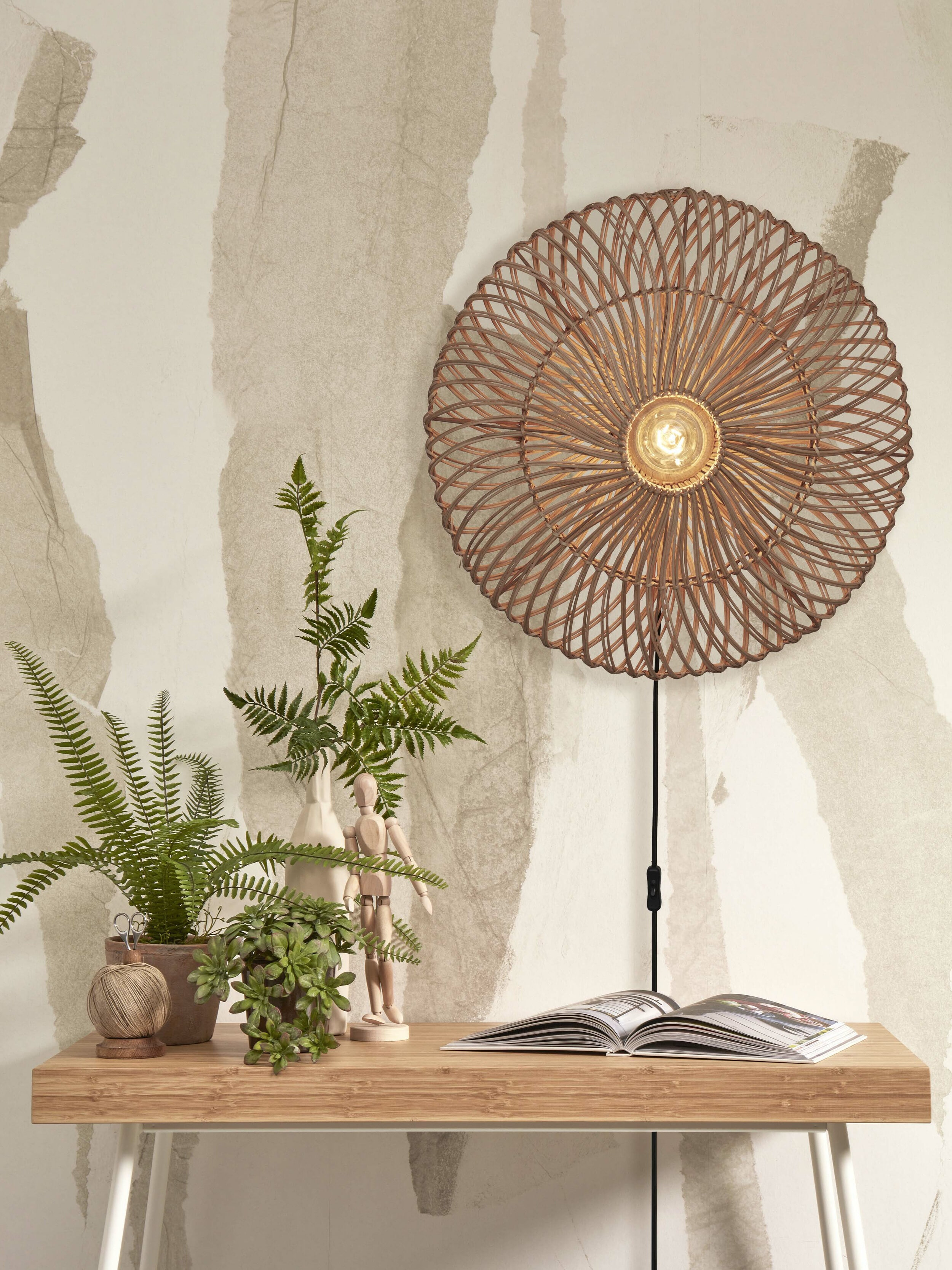 GOOD&MOJO Wandlamp 'Zanzibar' Rotan, 55cm, kleur Naturel