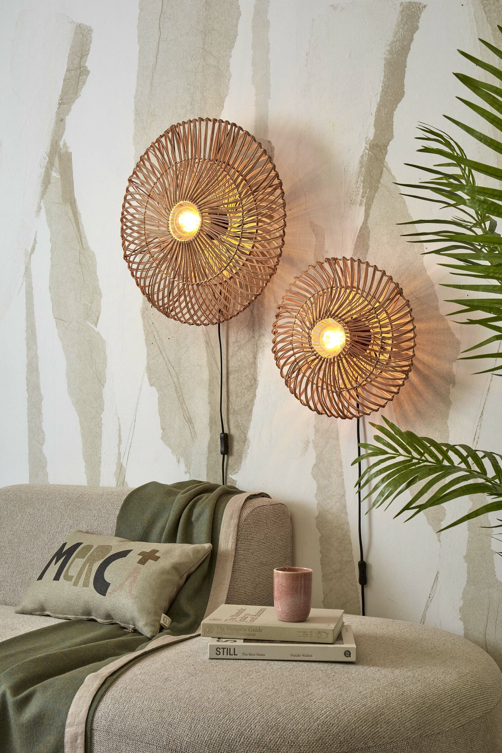GOOD&MOJO Wandlamp 'Zanzibar' Rotan, 55cm, kleur Naturel
