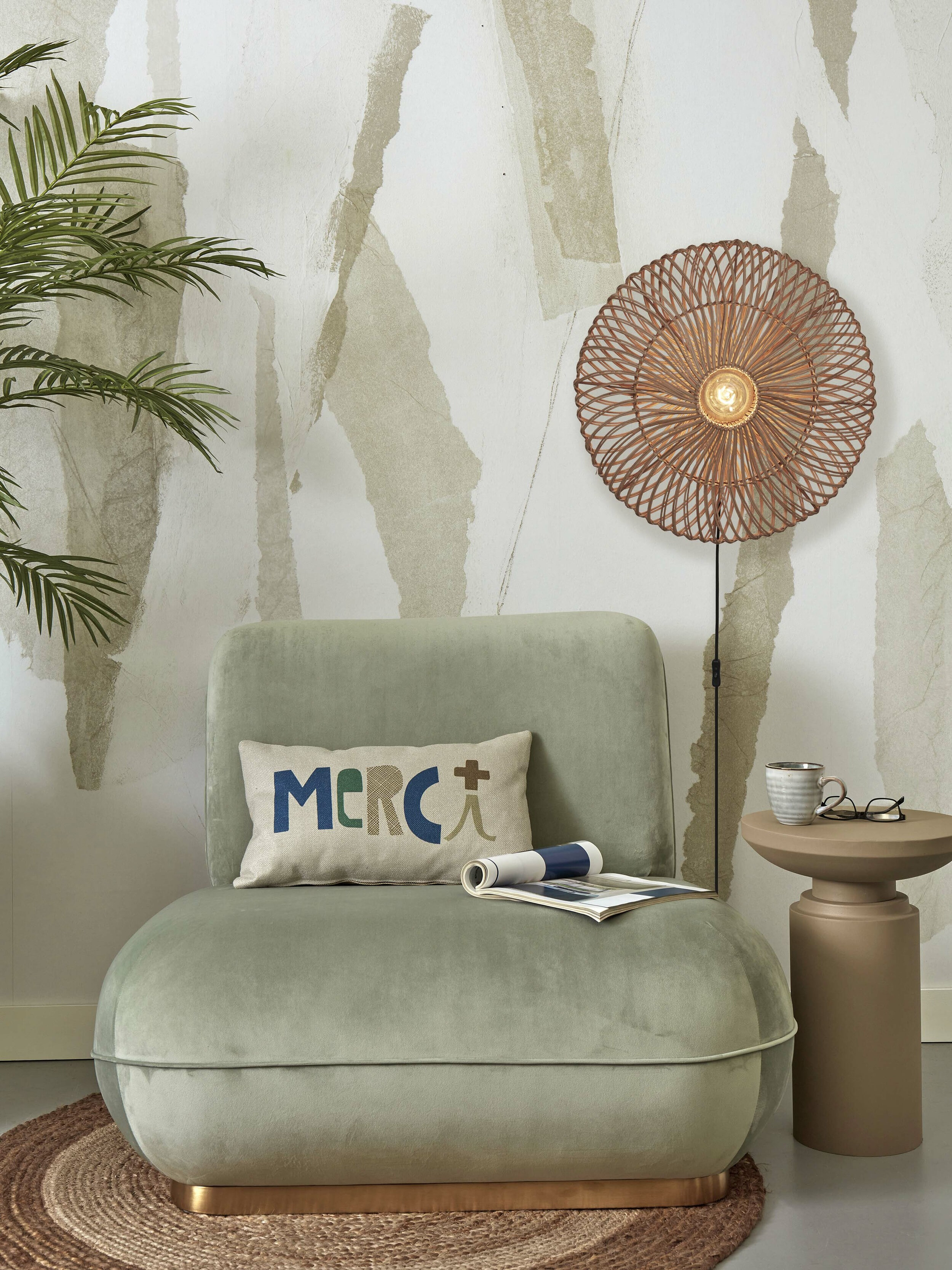 GOOD&MOJO Wandlamp 'Zanzibar' Rotan, 55cm, kleur Naturel