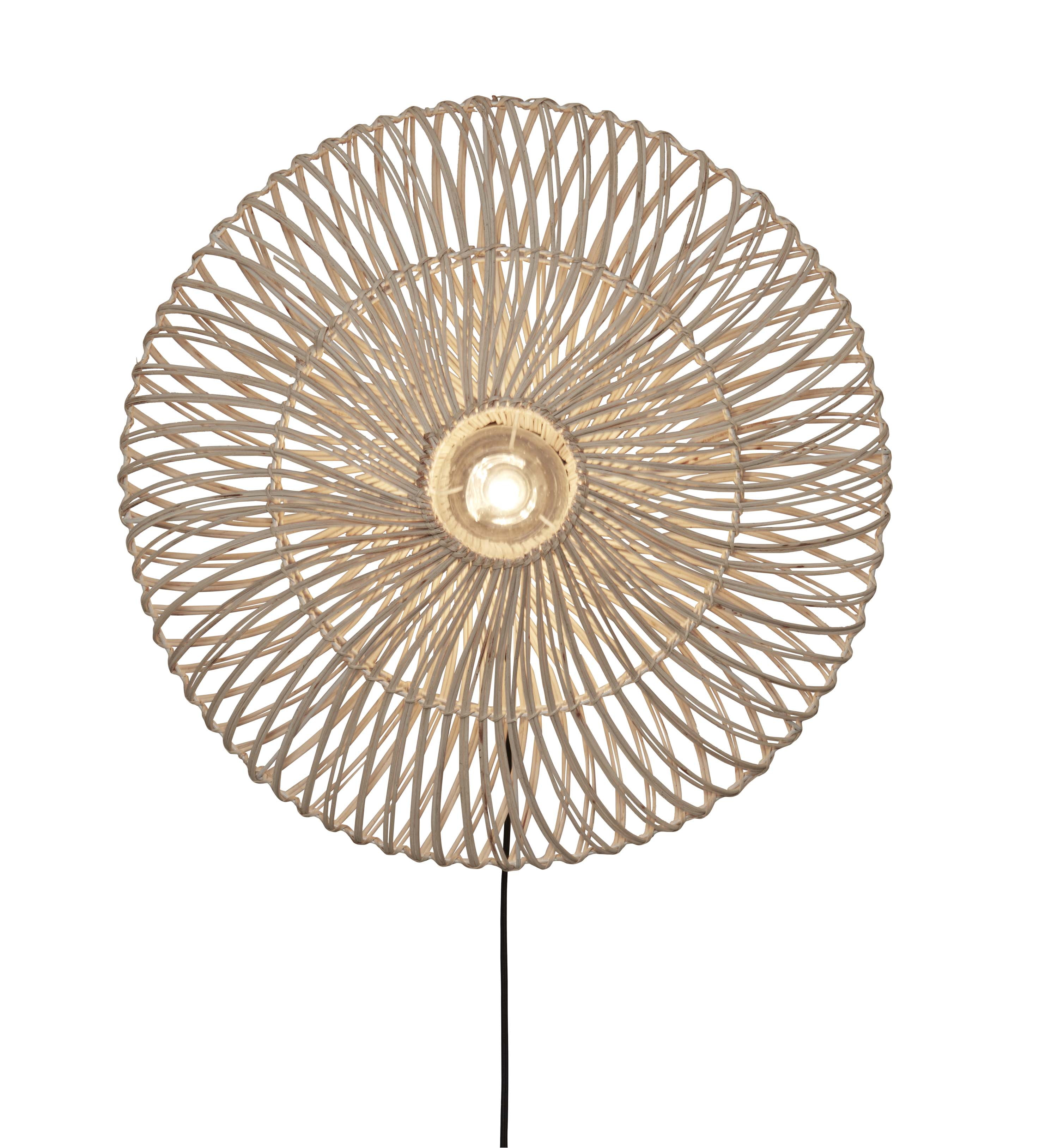 GOOD&MOJO Wandlamp 'Zanzibar' Rotan, 55cm, kleur Wit