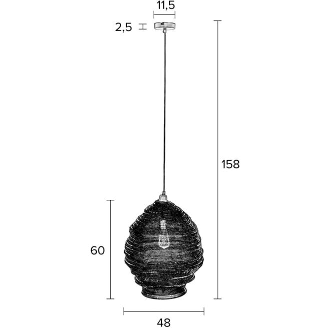 ZILT Hanglamp 'Povl' Large kleur zwart