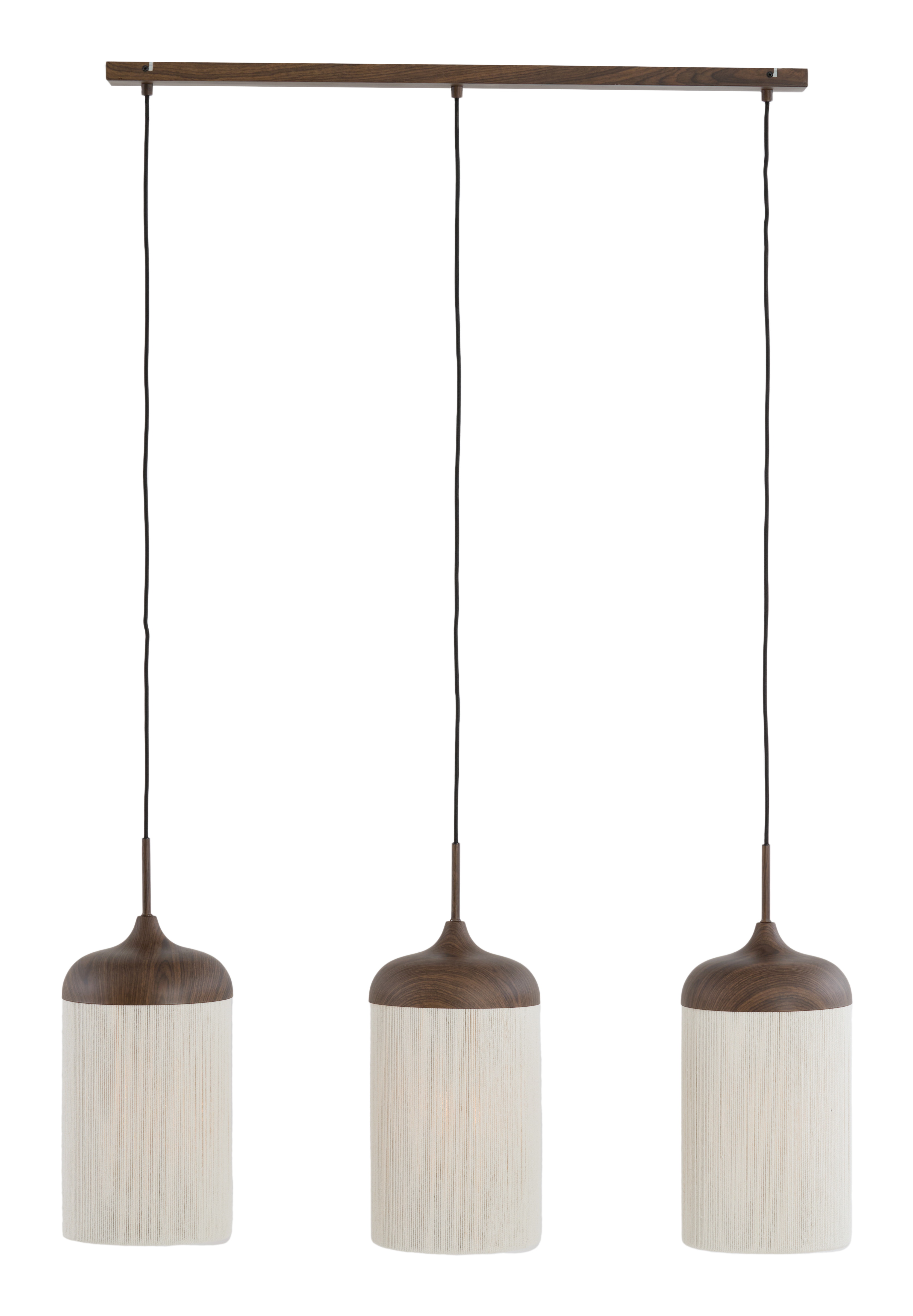 Light & Living Hanglamp 'Dania' Houtlook en touw, 3-lamps, kleur Donkerbruin