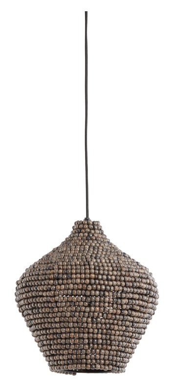 Light & Living Hanglamp Kalenga Kralen, 28cm - Bruin/Grijs