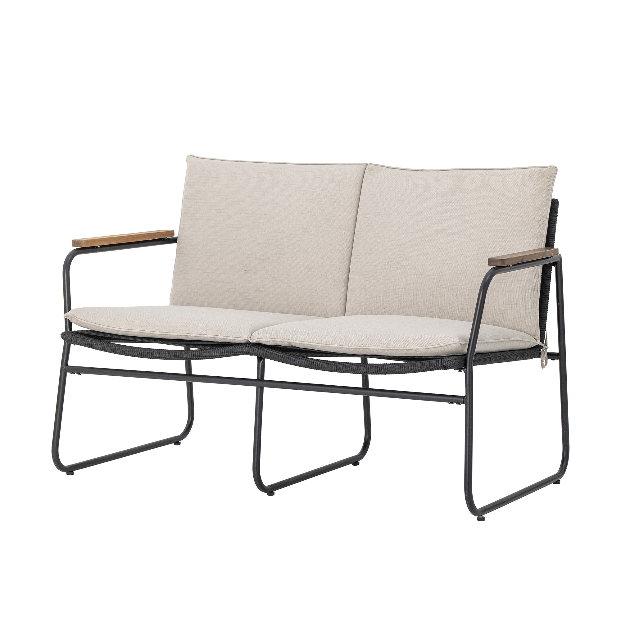 Bloomingville Tuinbank Hampton Gevlochten koord, 125cm - Zwart