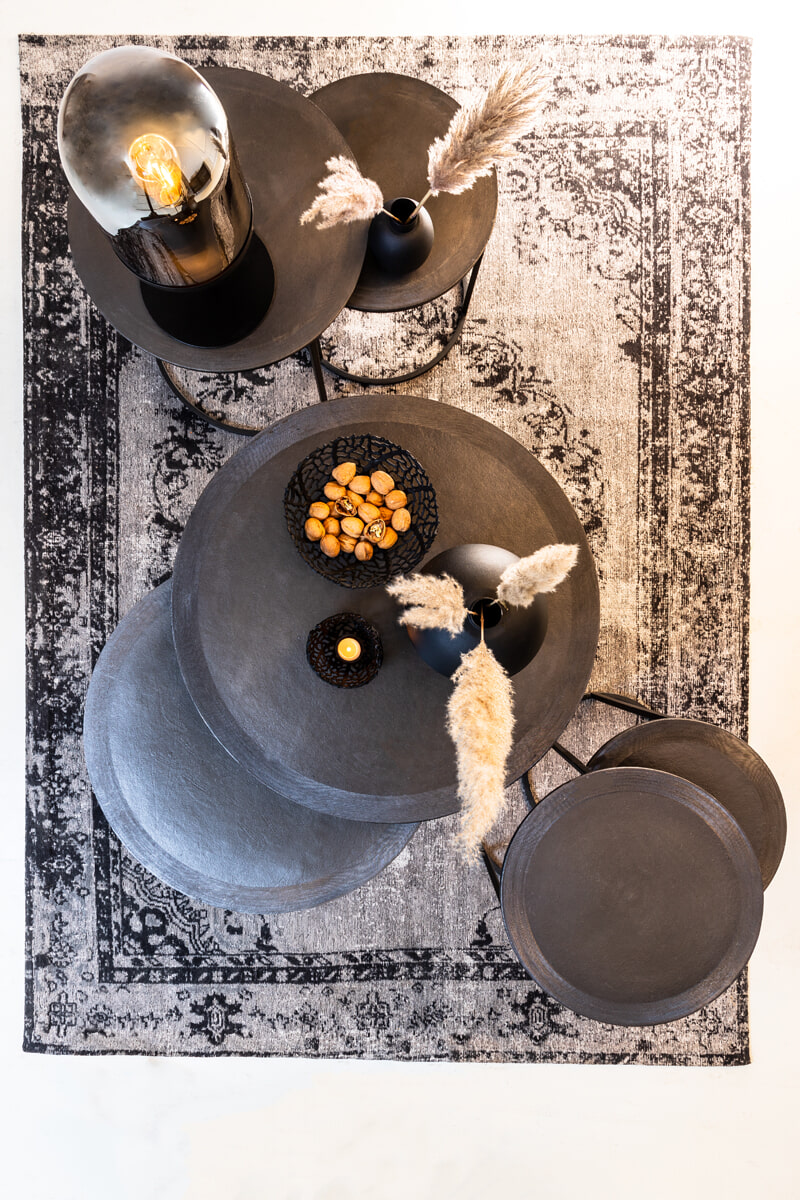 Light & Living Bijzettafel 'Talca' Set van 2 stuks, 35/40cm, kleur Antiek Lood