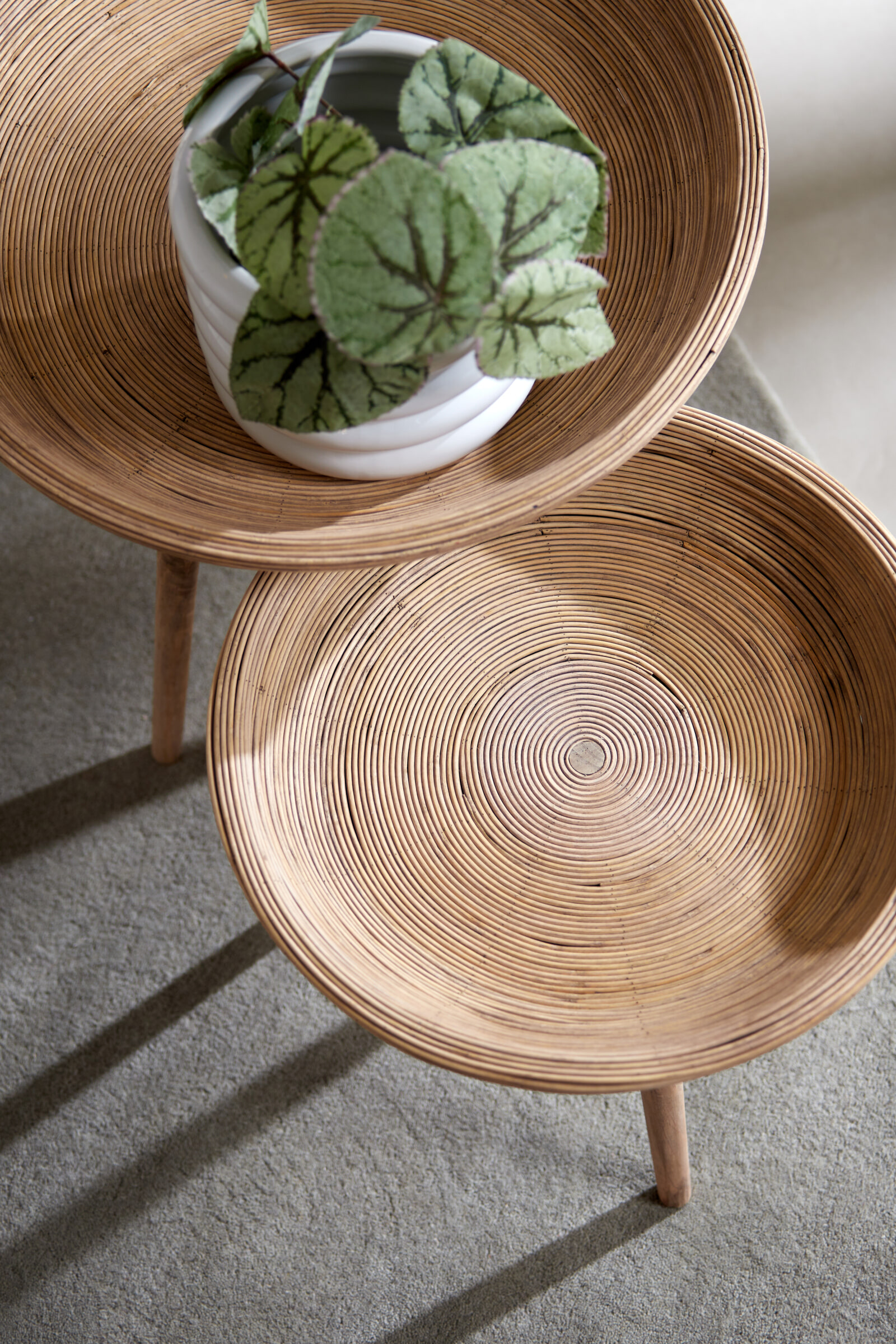 Light & Living Bijzettafel 'Colon' Rotan, Set van 2 stuks, kleur Naturel